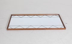 Large mid century teak framed Scandinavian harlequin wall mirror