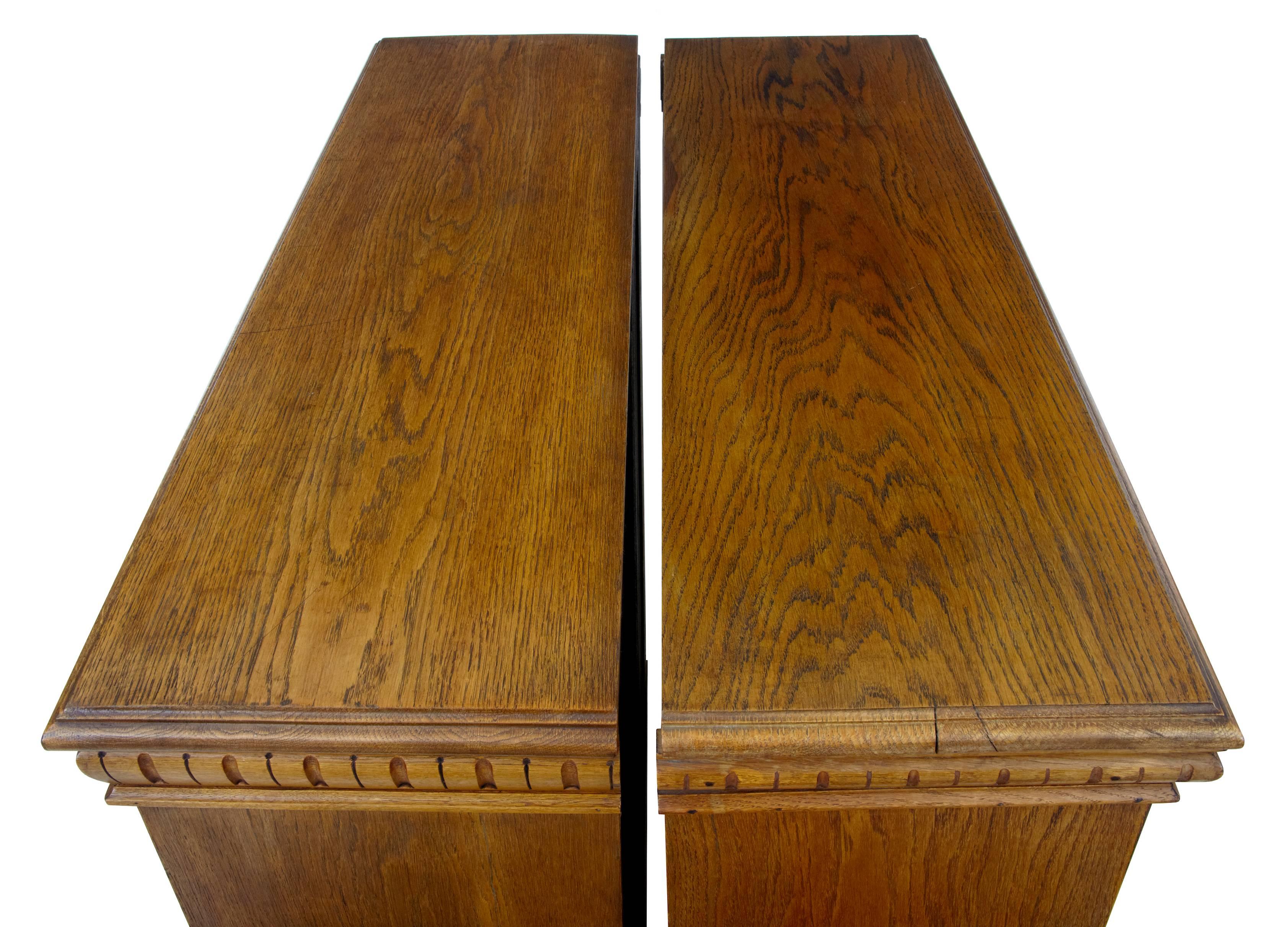European Pair of Early 20th Century Oak Open Bookcases