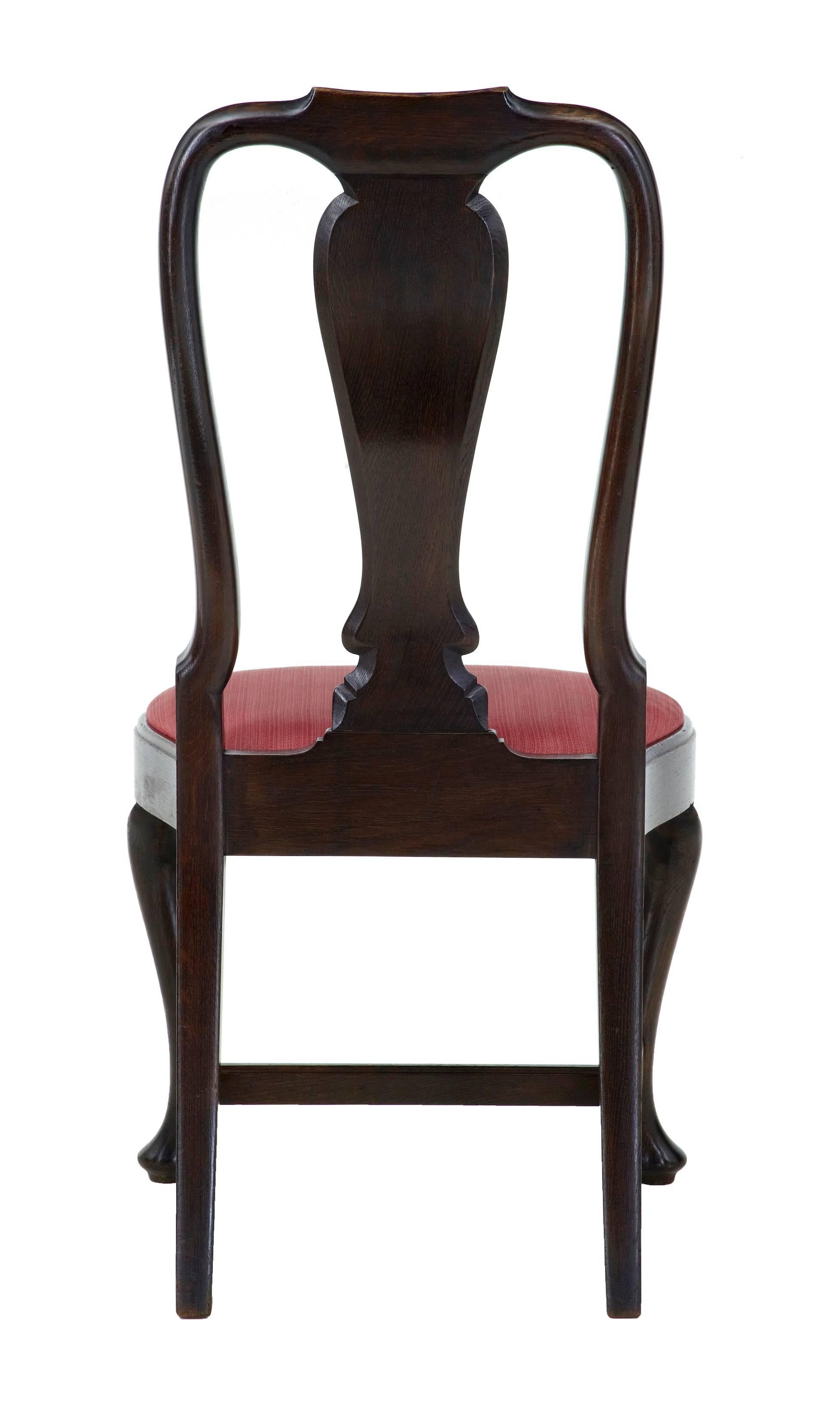 Woodwork Set of 12 1920s Oak Queen Anne Design Dining Chairs