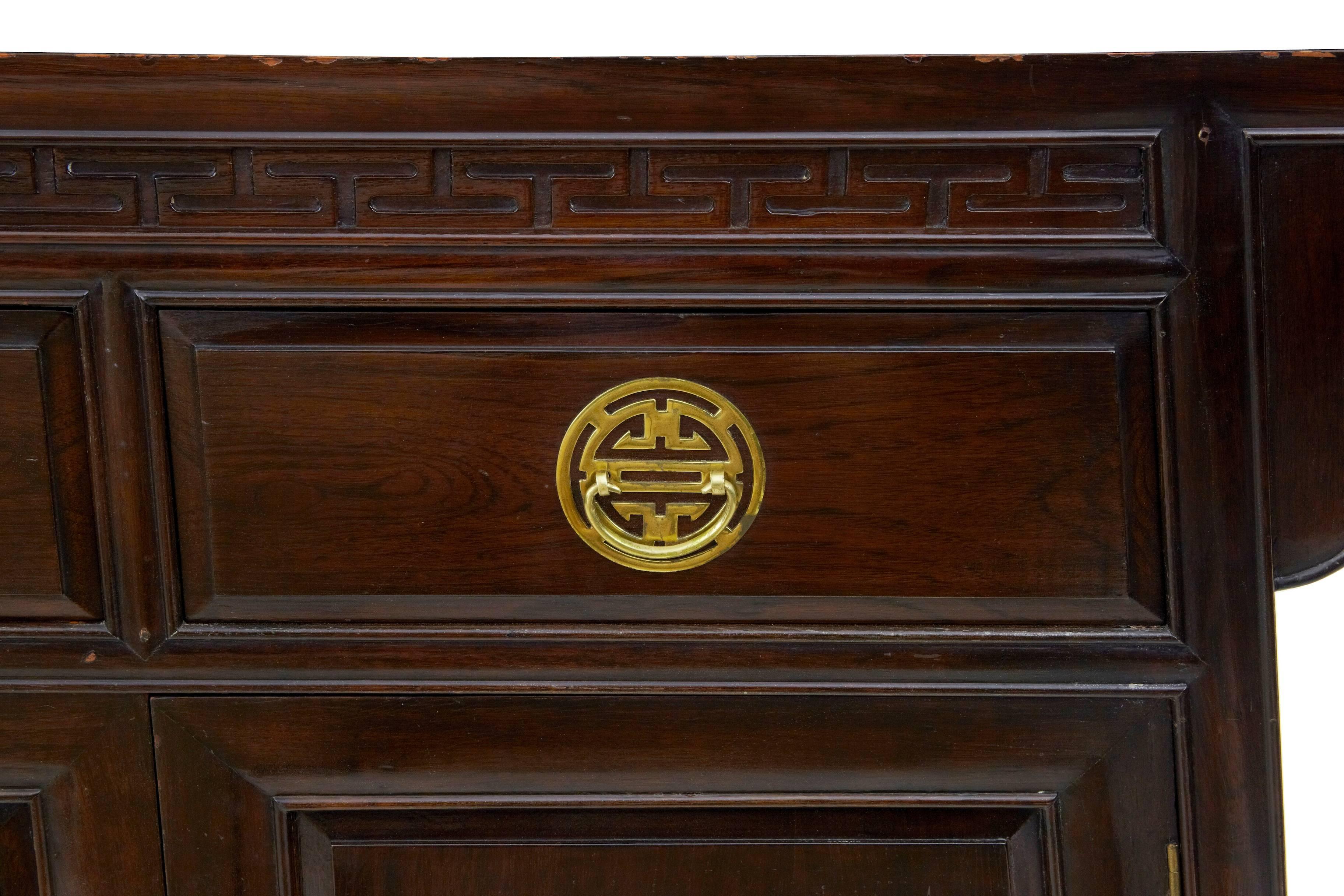 20th Century Chinese Hardwood Sideboard In Good Condition In Debenham, Suffolk