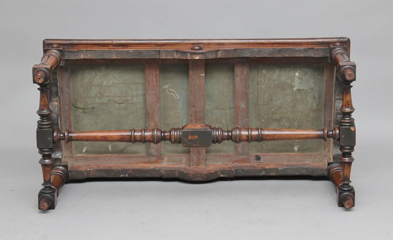 European Set of Three, 19th Century Italian Walnut and Leather Stools