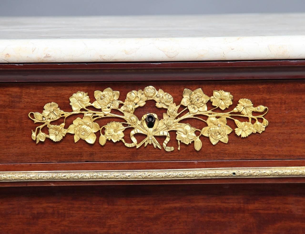 19th Century French Mahogany Marble-Top Commode 2