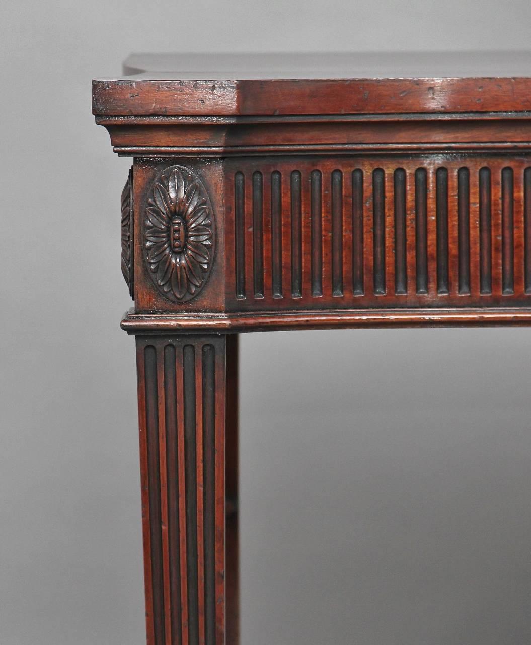 Adam Style Pair of Early 20th Century Edwardian Mahogany Console Tables