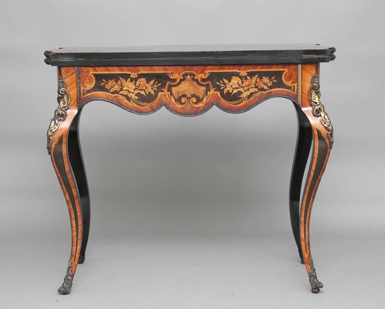 Inlay Fine 19th Century Ebonized Marquetry Card Table