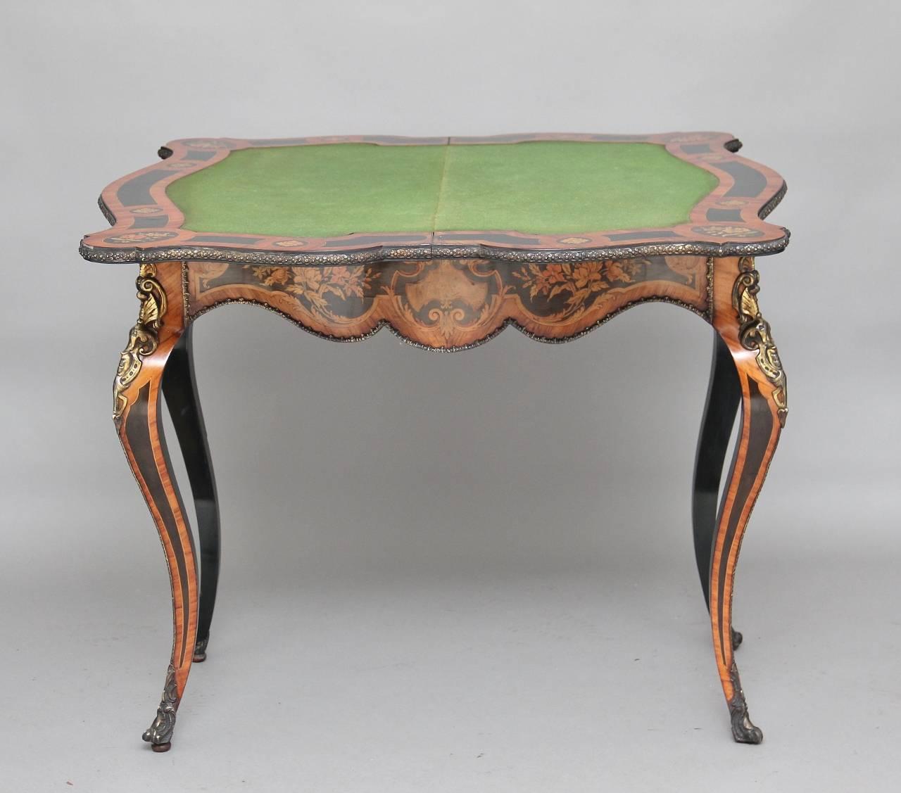 Kingwood Fine 19th Century Ebonized Marquetry Card Table