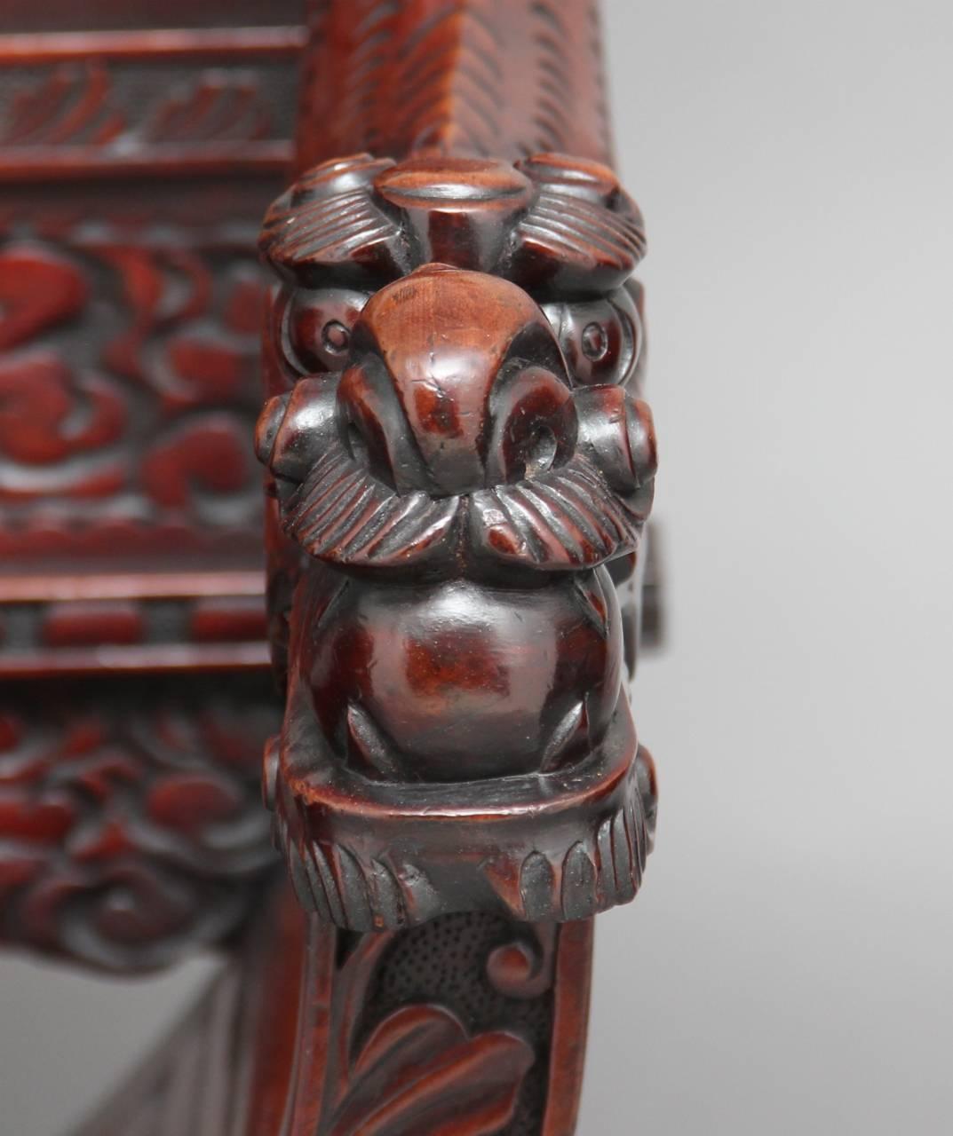 19th Century Carved Chinese Hardwood Throne Chair 3