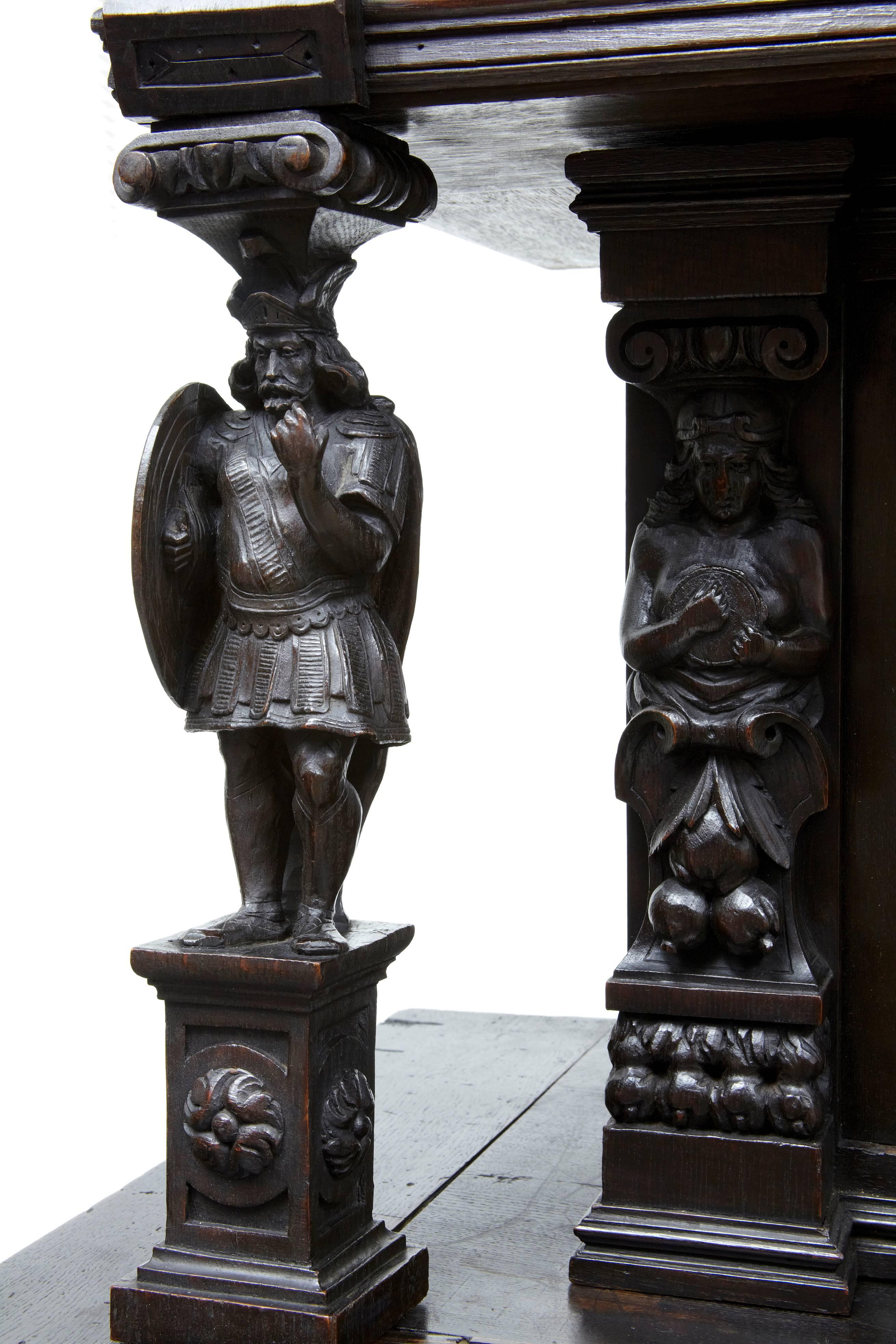 19th Century Carved Flemish Oak Court Cupboard Buffet 2