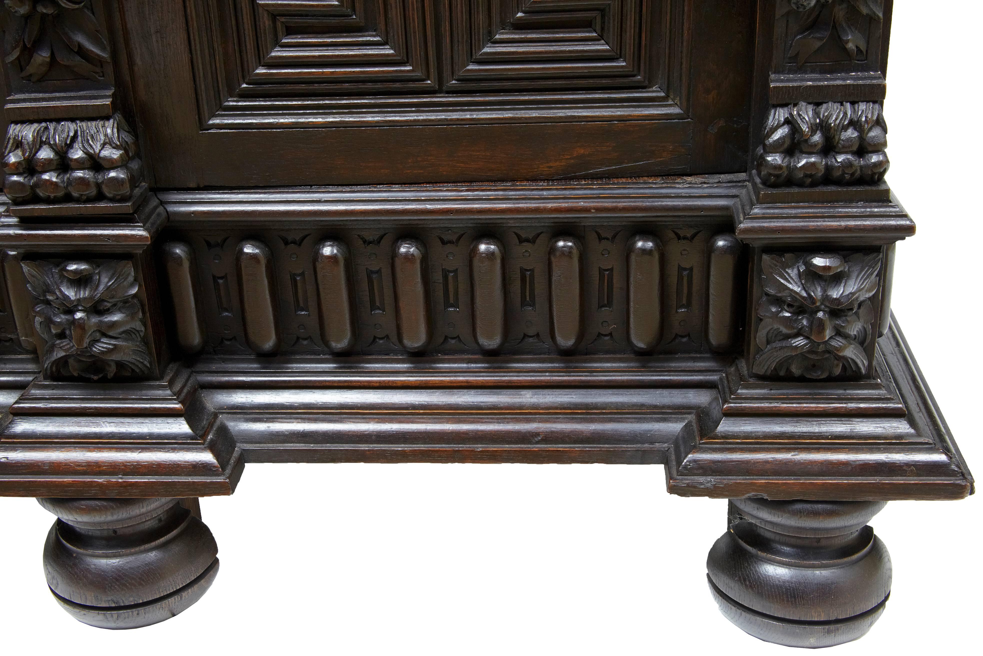 19th Century Carved Flemish Oak Court Cupboard Buffet 5