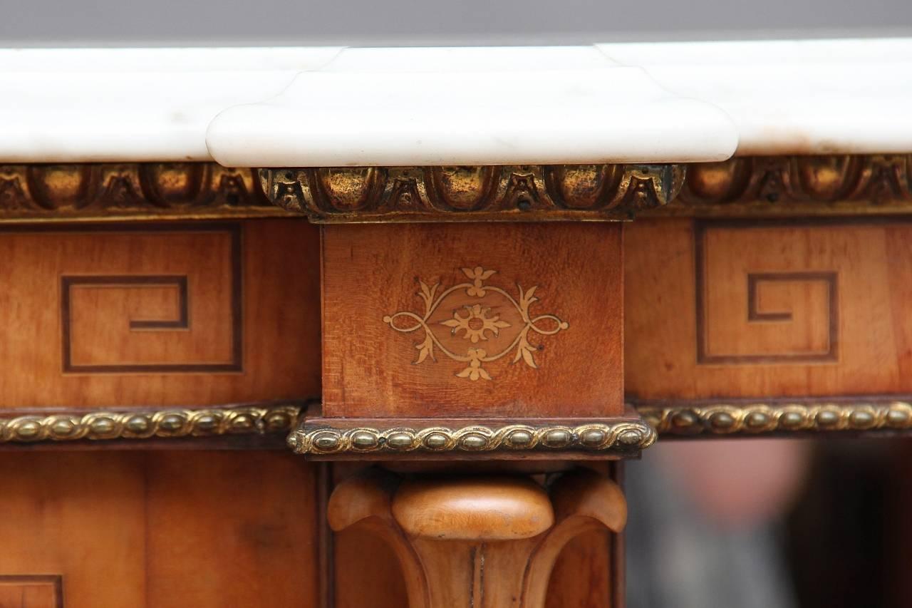 Exhibition Quality 19th Century Satinwood Marble-Top Credenza 1
