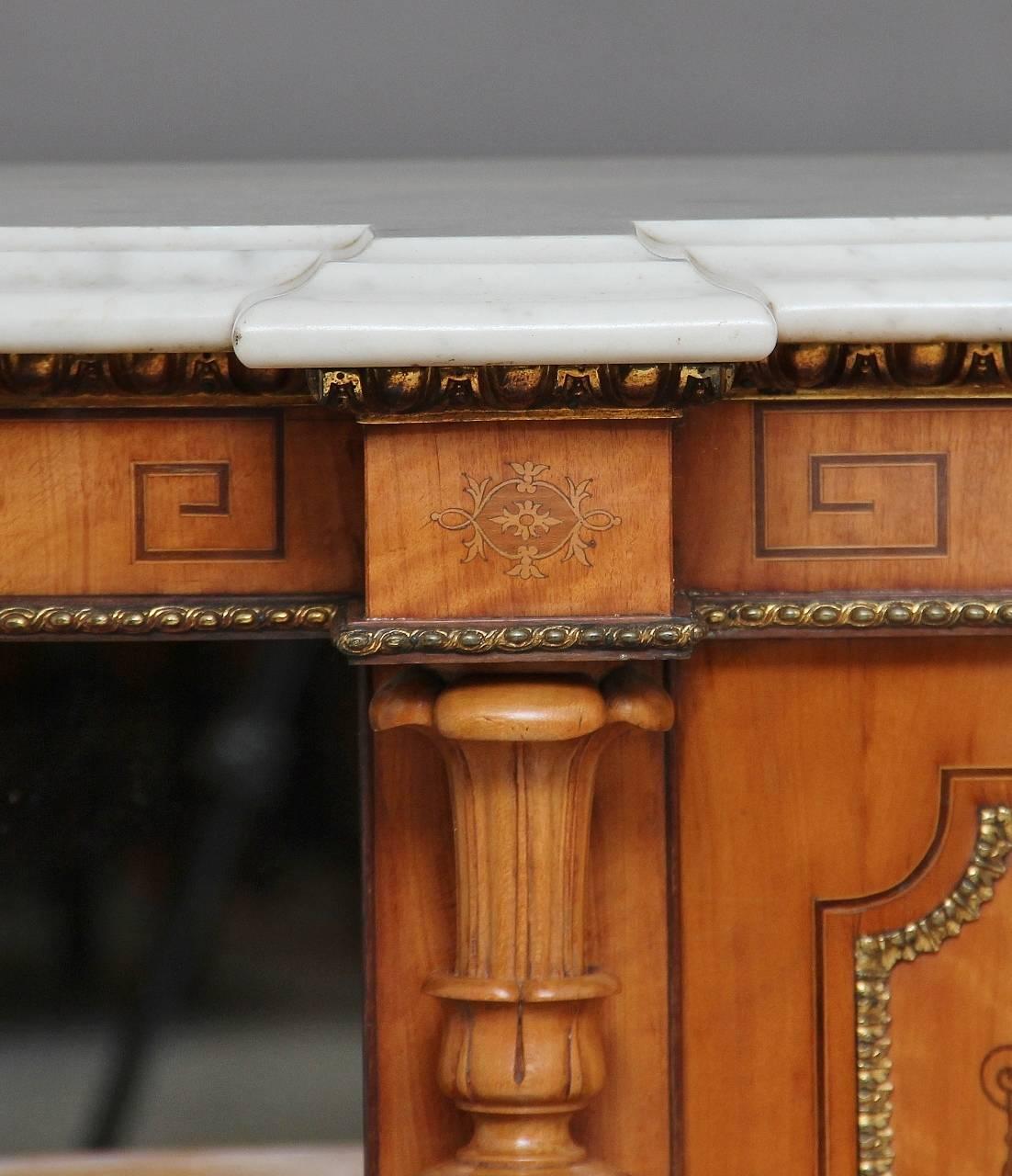 Exhibition Quality 19th Century Satinwood Marble-Top Credenza 3