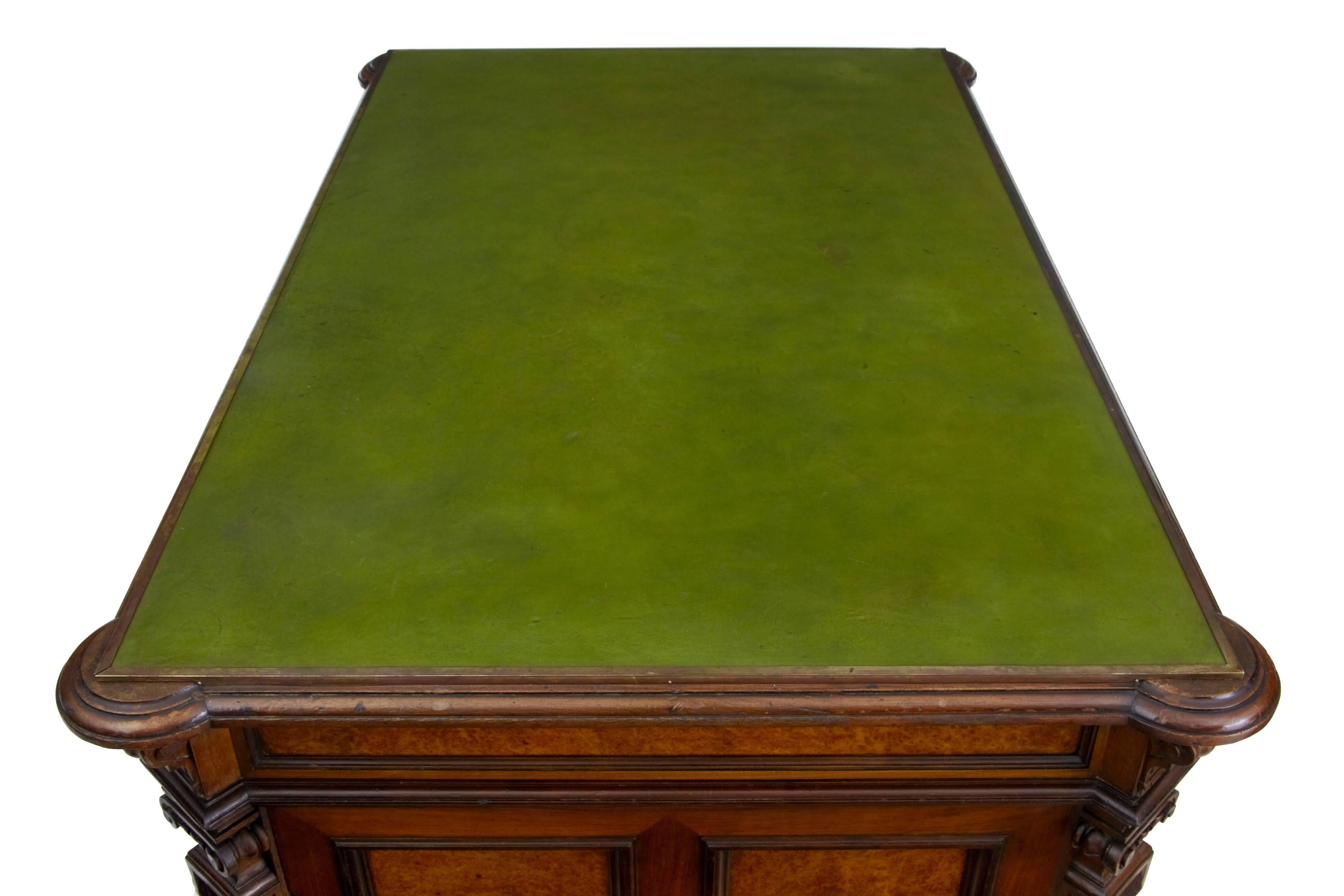 European 19th Century Carved Oak Partners Desk Writing Table