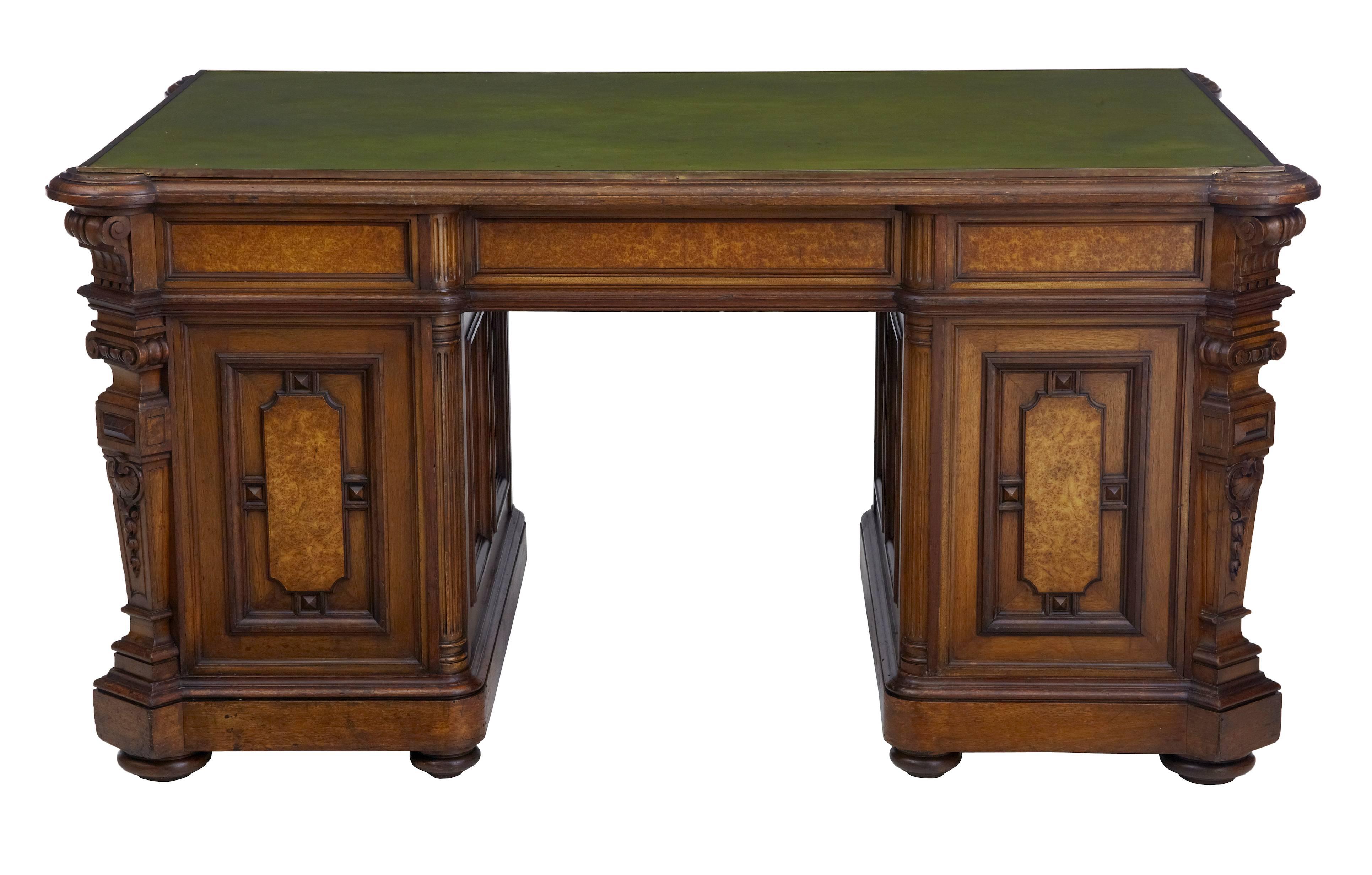 Woodwork 19th Century Carved Oak Partners Desk Writing Table