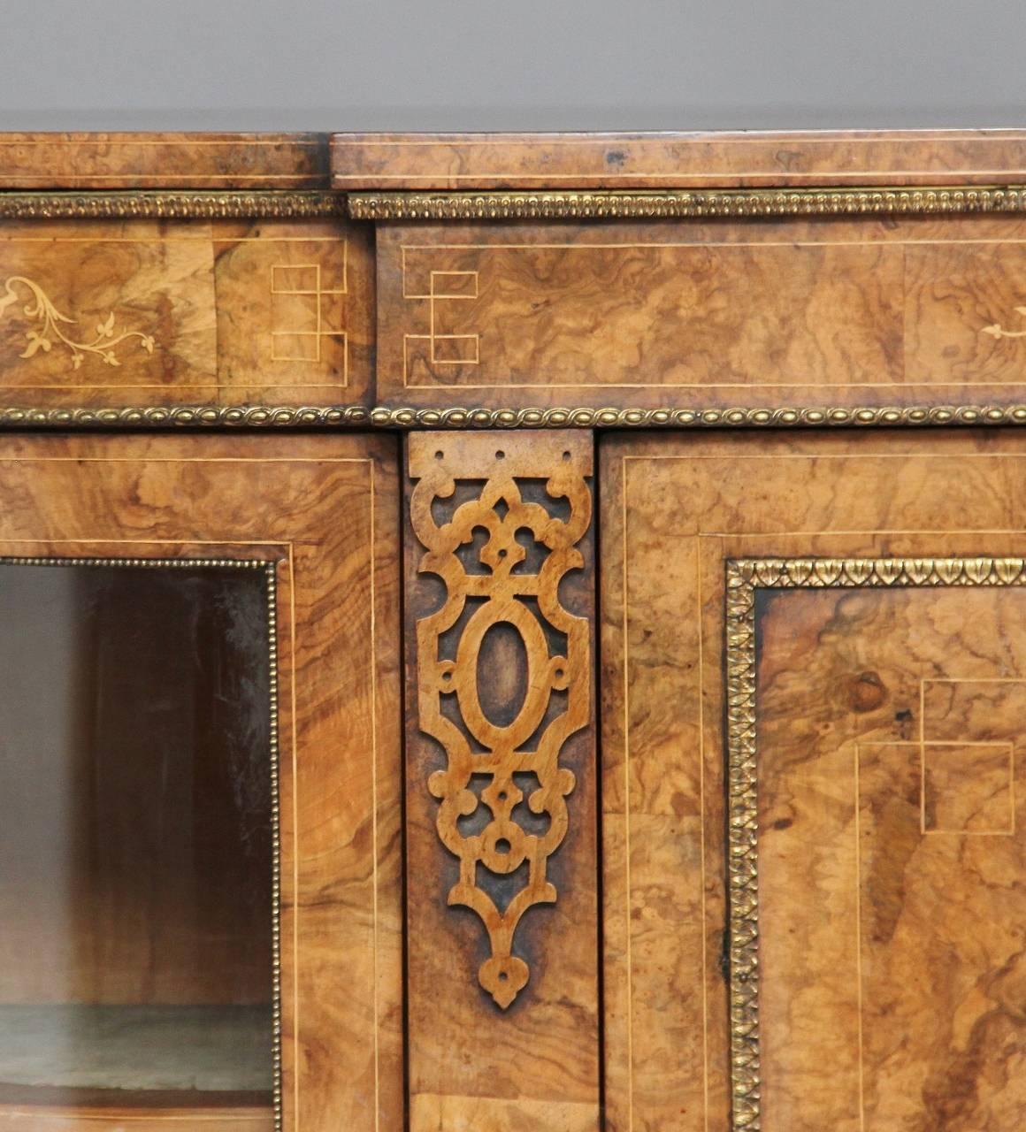 Inlay 19th Century High Victorian Inlaid Walnut Credenza