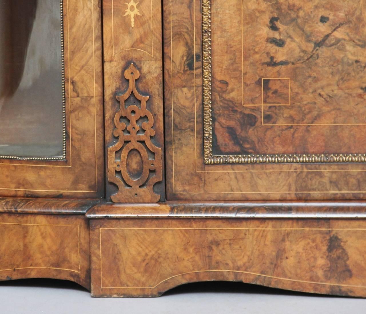 19th Century High Victorian Inlaid Walnut Credenza In Good Condition In Debenham, Suffolk