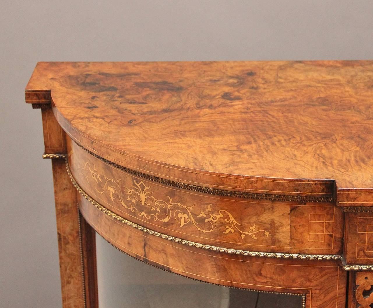 19th Century High Victorian Inlaid Walnut Credenza 1