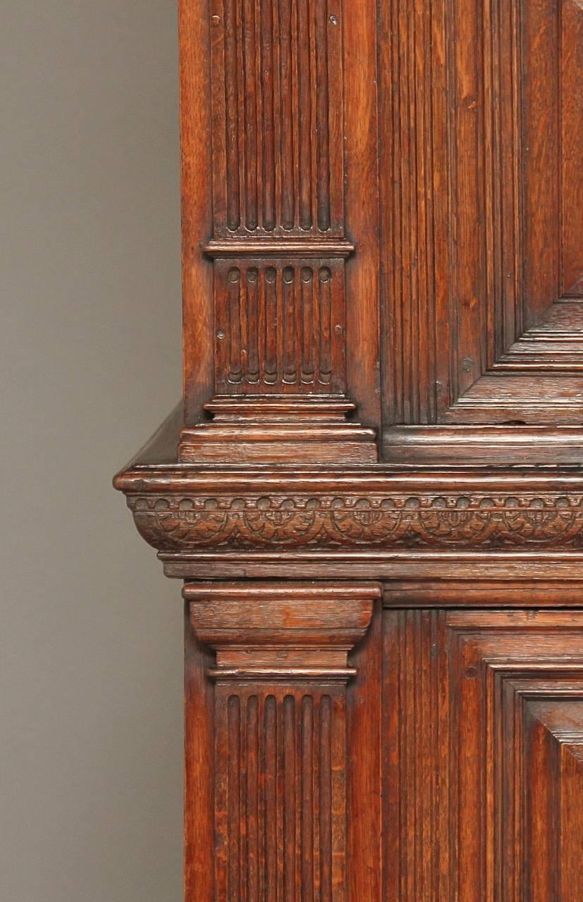 17th Century Carved Oak Flemish Cupboard Cabinet In Good Condition In Debenham, Suffolk