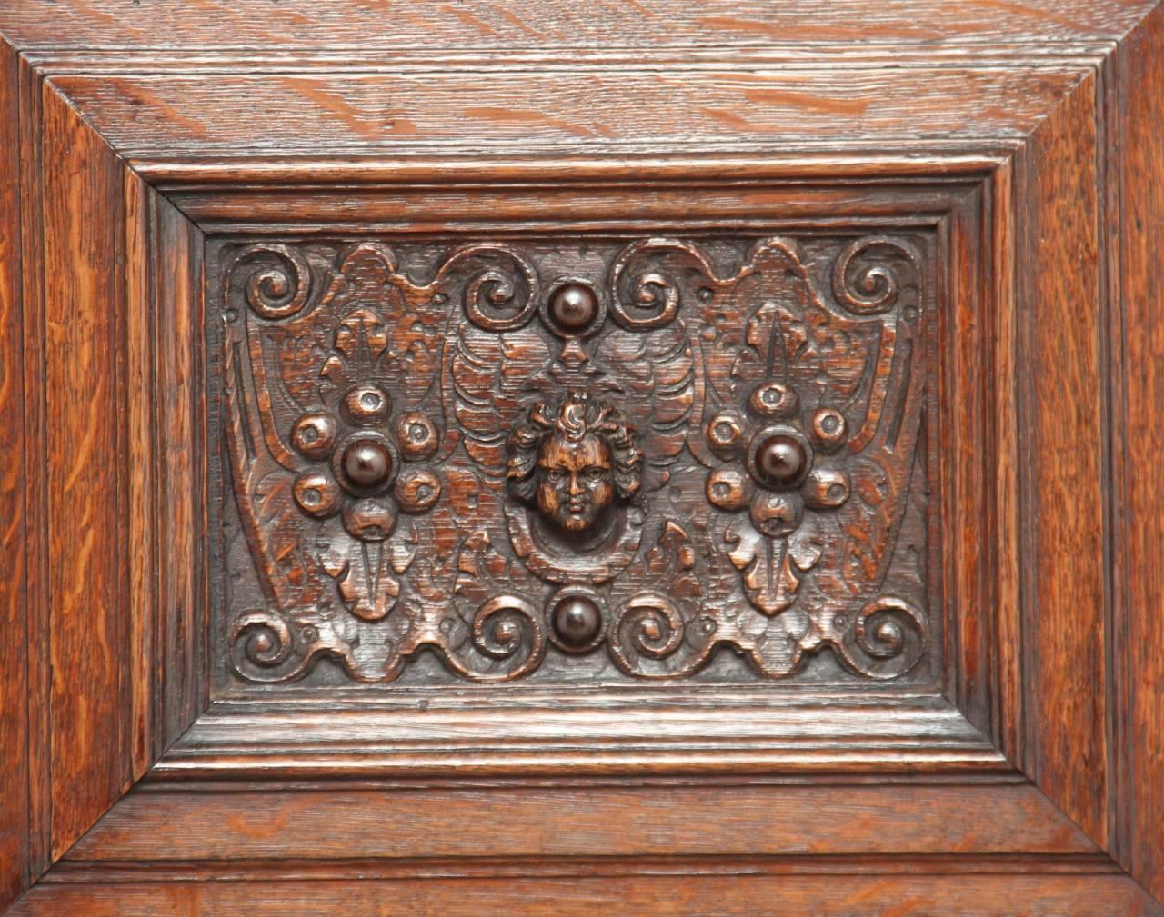 17th Century Carved Oak Flemish Cupboard Cabinet 4