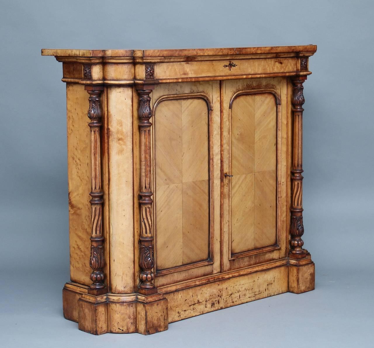 European Unusual Early Victorian Bird's-Eye Maple Cabinet