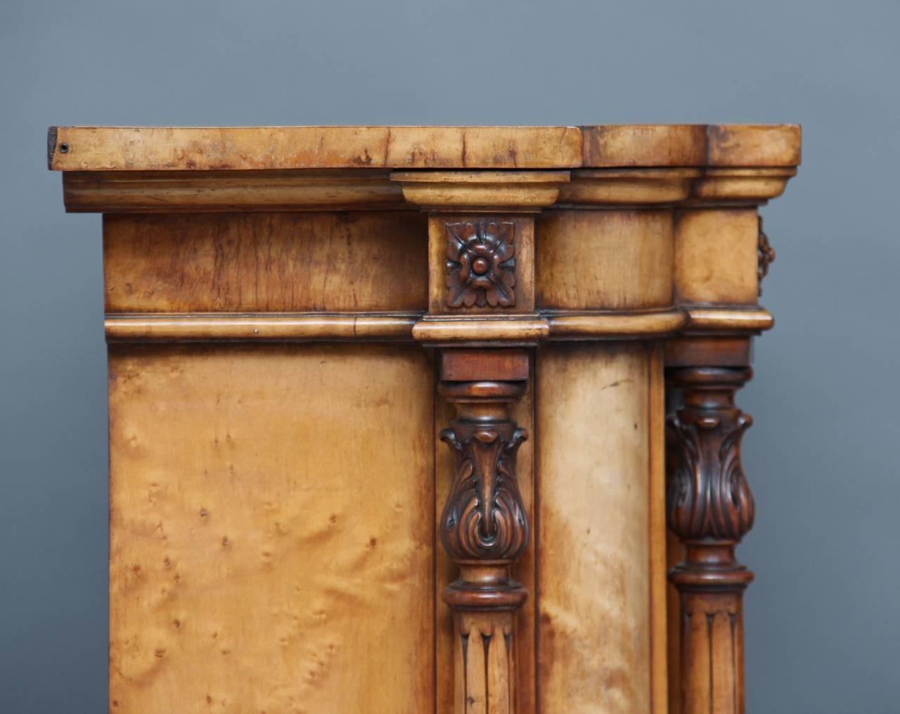 19th Century Unusual Early Victorian Bird's-Eye Maple Cabinet