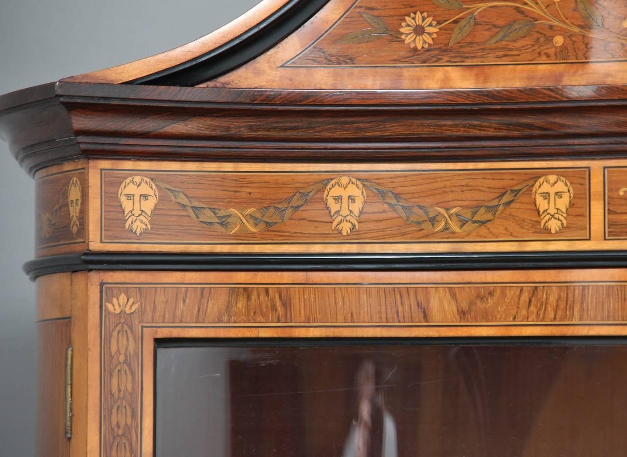 19th Century Sheraton Revival Inlaid Rosewood Display Cabinet 3
