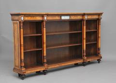 Regency 19th Century Satinwood Open Breakfront Bookcase