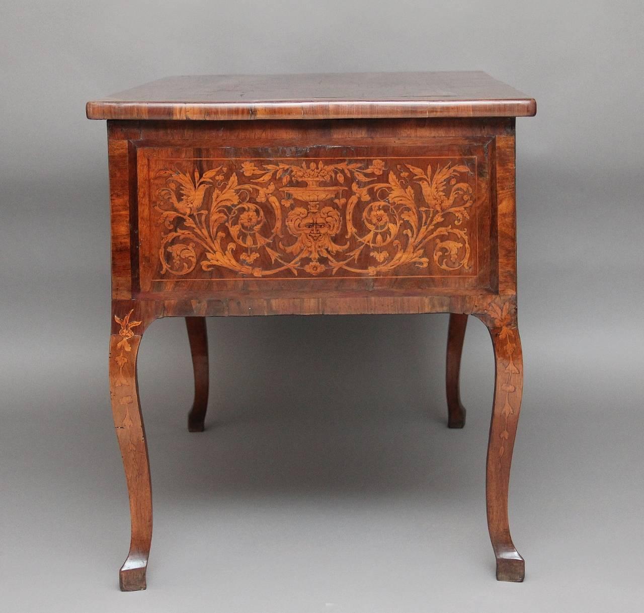 Georgian 18th Century Italian Inlaid Walnut Writing Table Desk