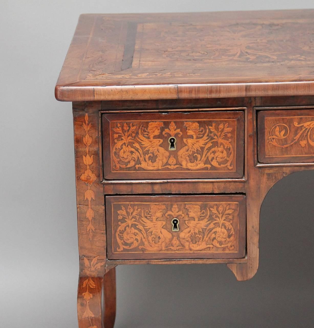 18th Century Italian Inlaid Walnut Writing Table Desk 2