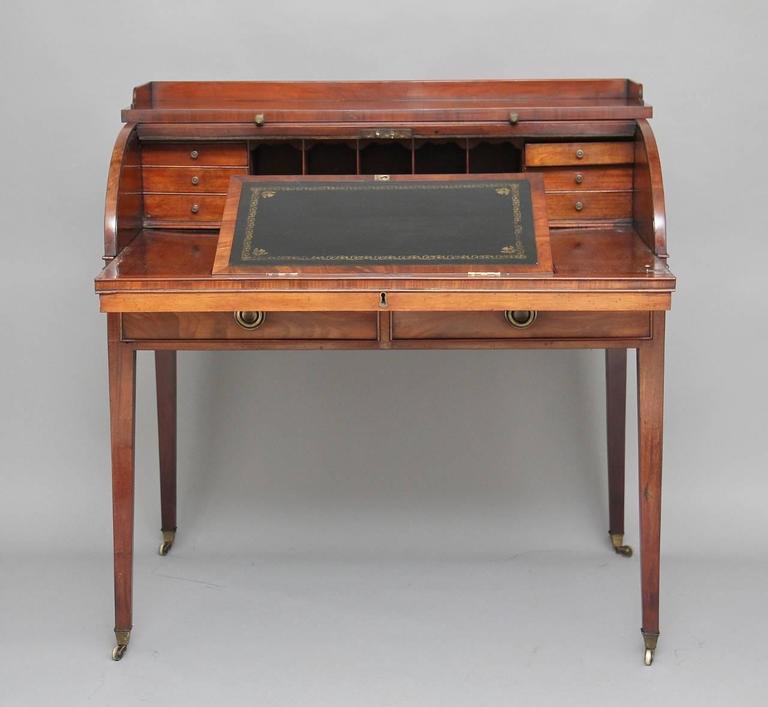 19th Century Regency Mahogany Roll Top Writing Desk at 1stDibs