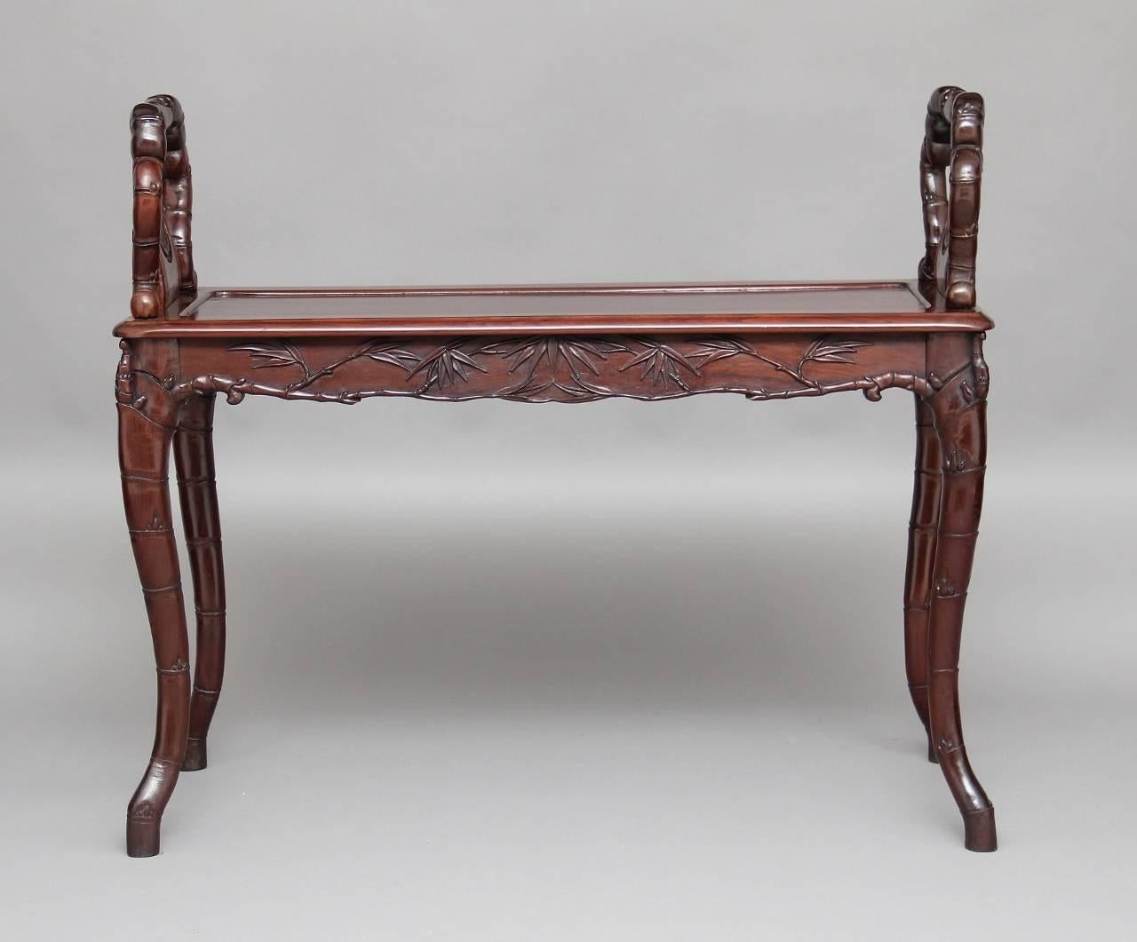 Carved 19th Century Chinese Rosewood Window Seat