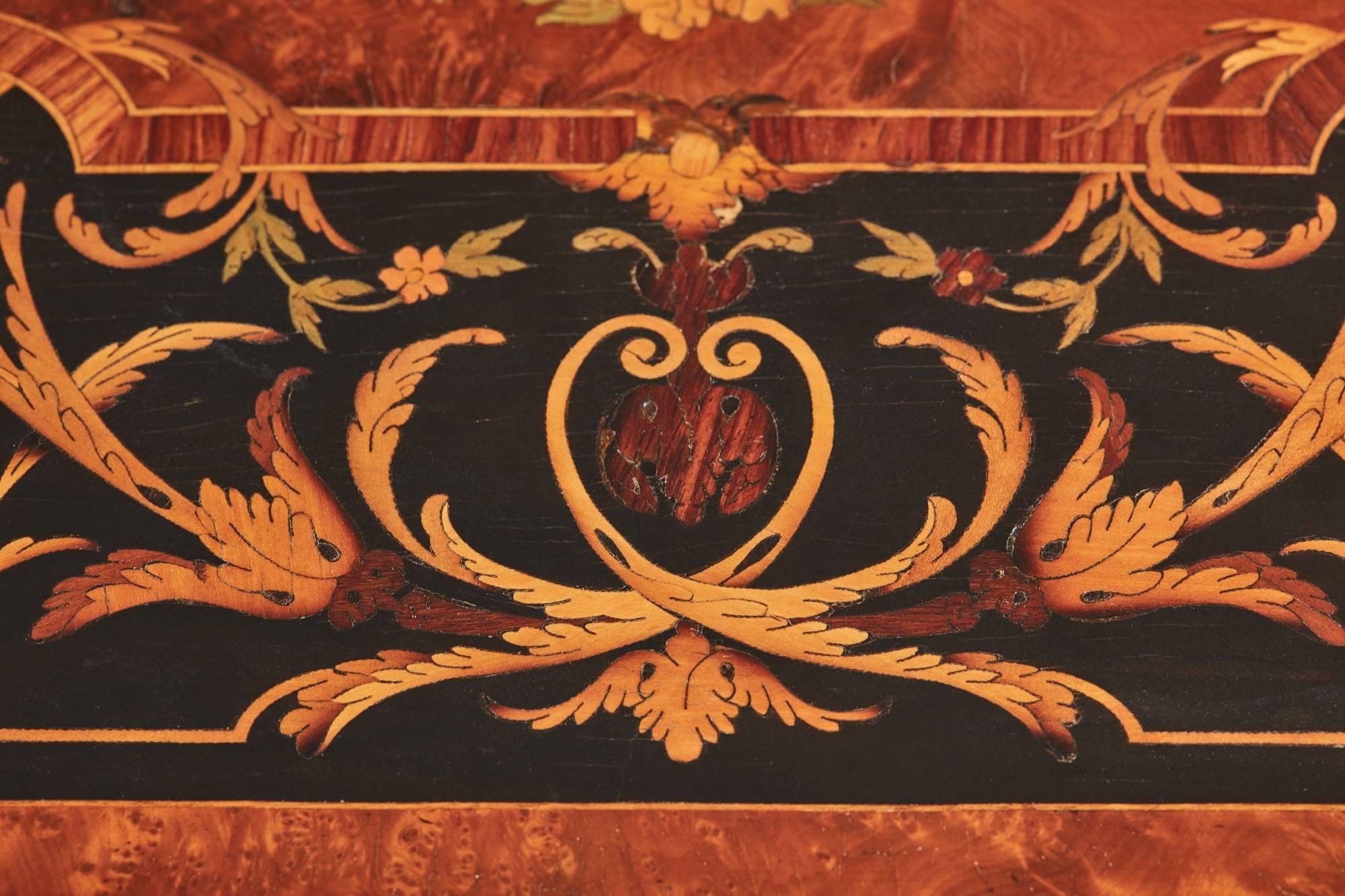 Inlay 19th Century French Marquetry Inlaid Drop-Leaf Table