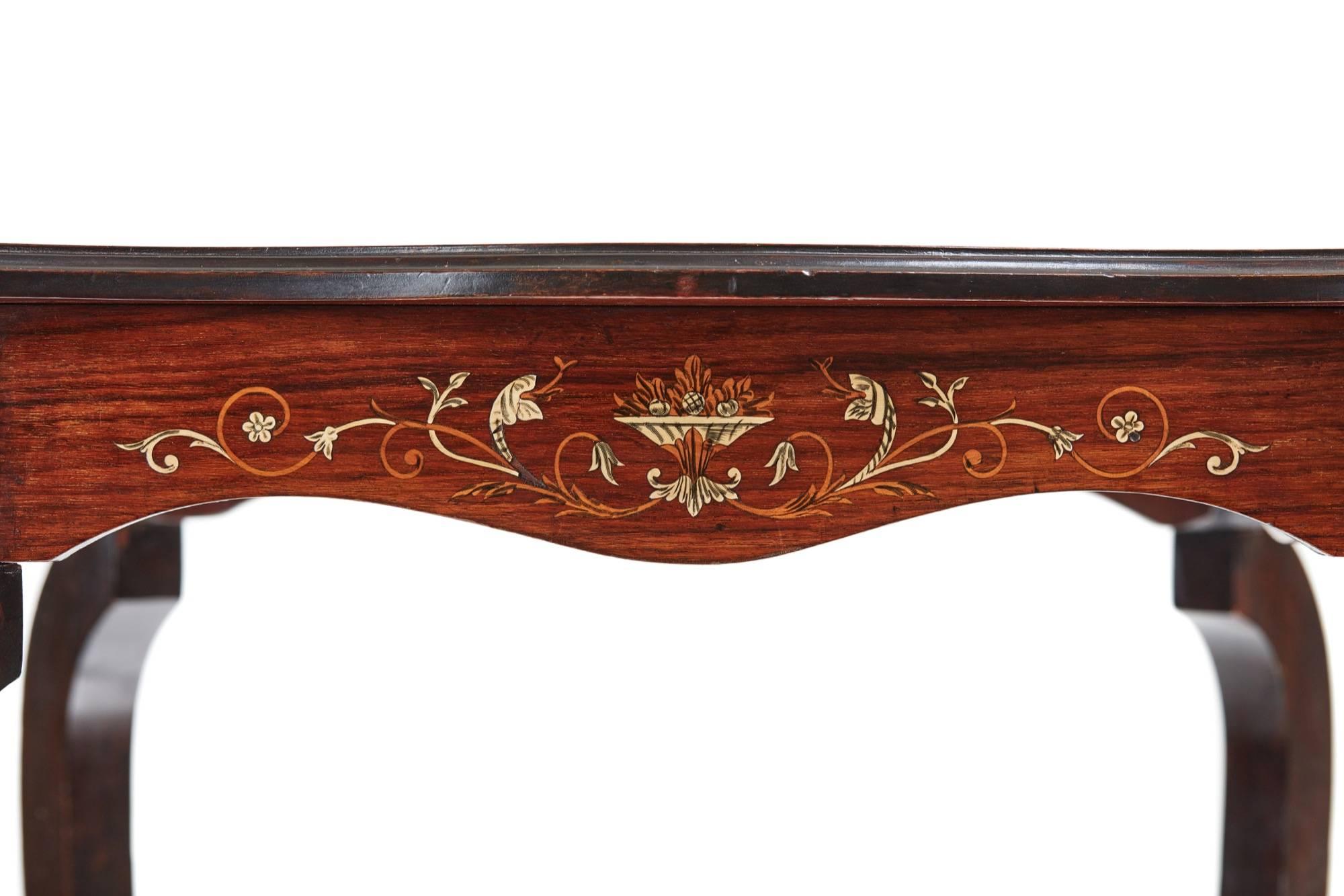 European Late 19th Century Inlaid Rosewood Occasional Table