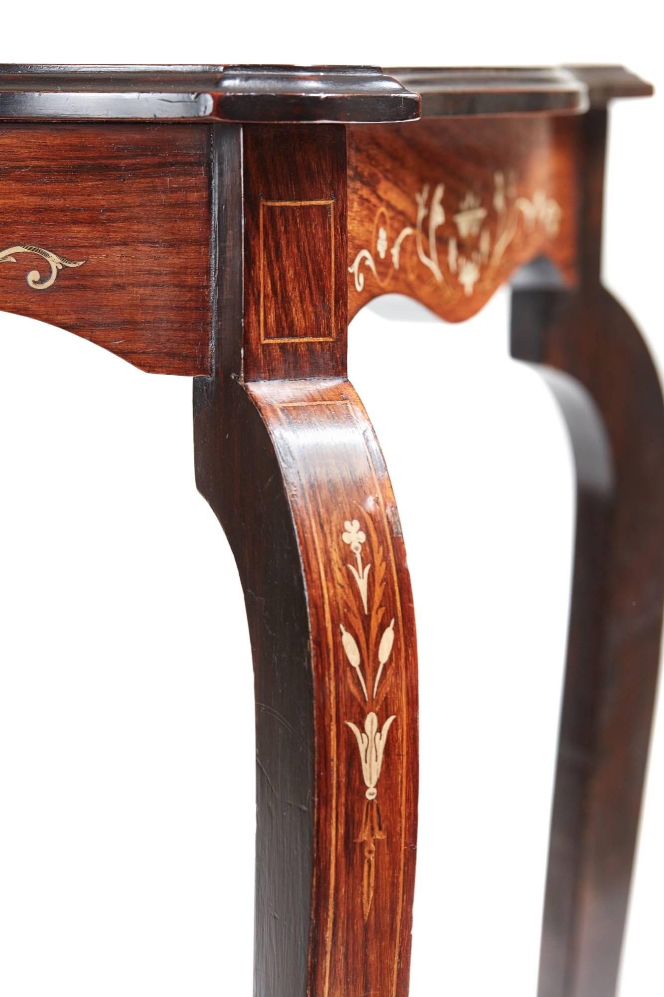 Late 19th Century Inlaid Rosewood Occasional Table 1