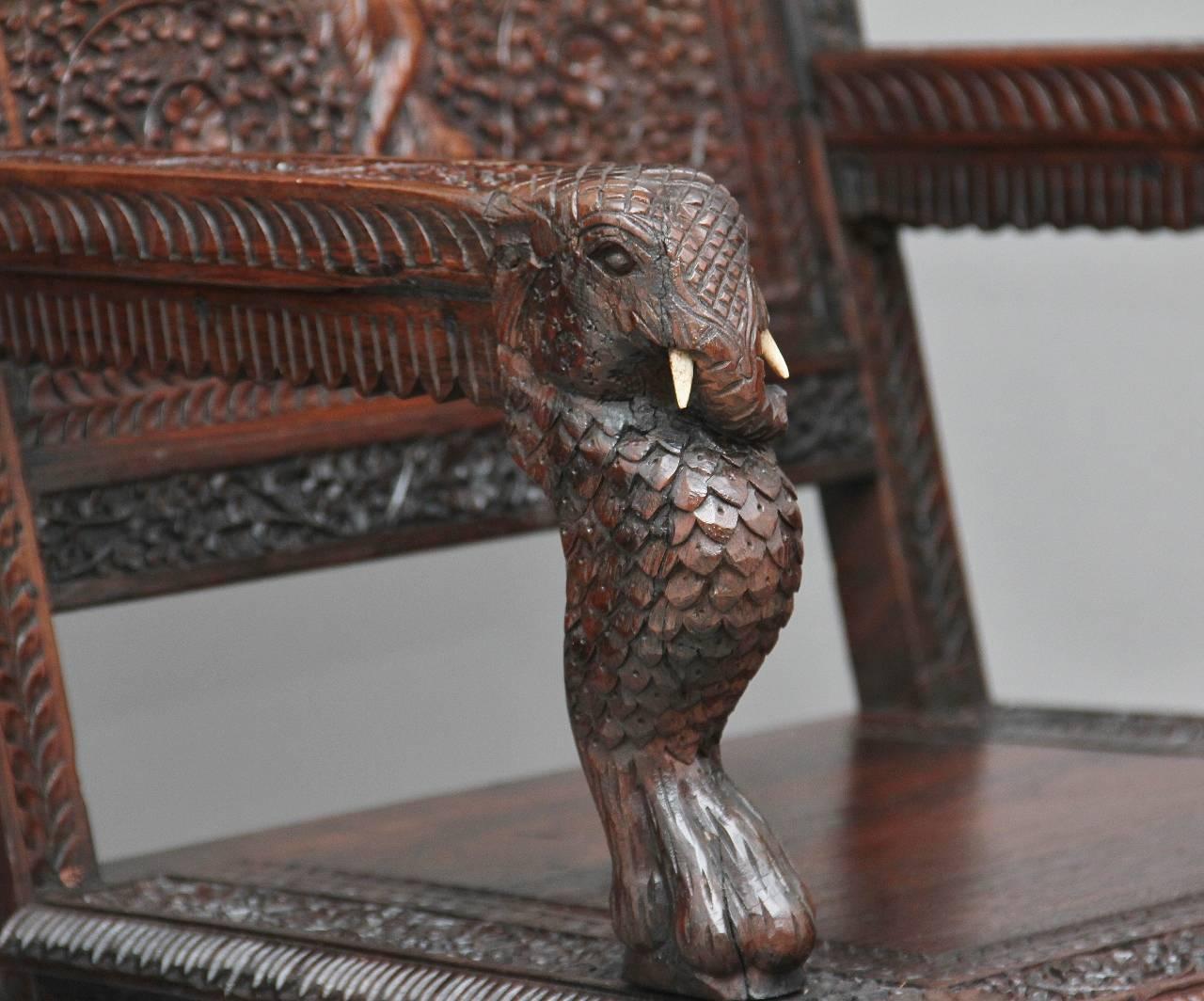 19th Century Anglo-Indian Rosewood Suite Cabinet Table Chairs 5