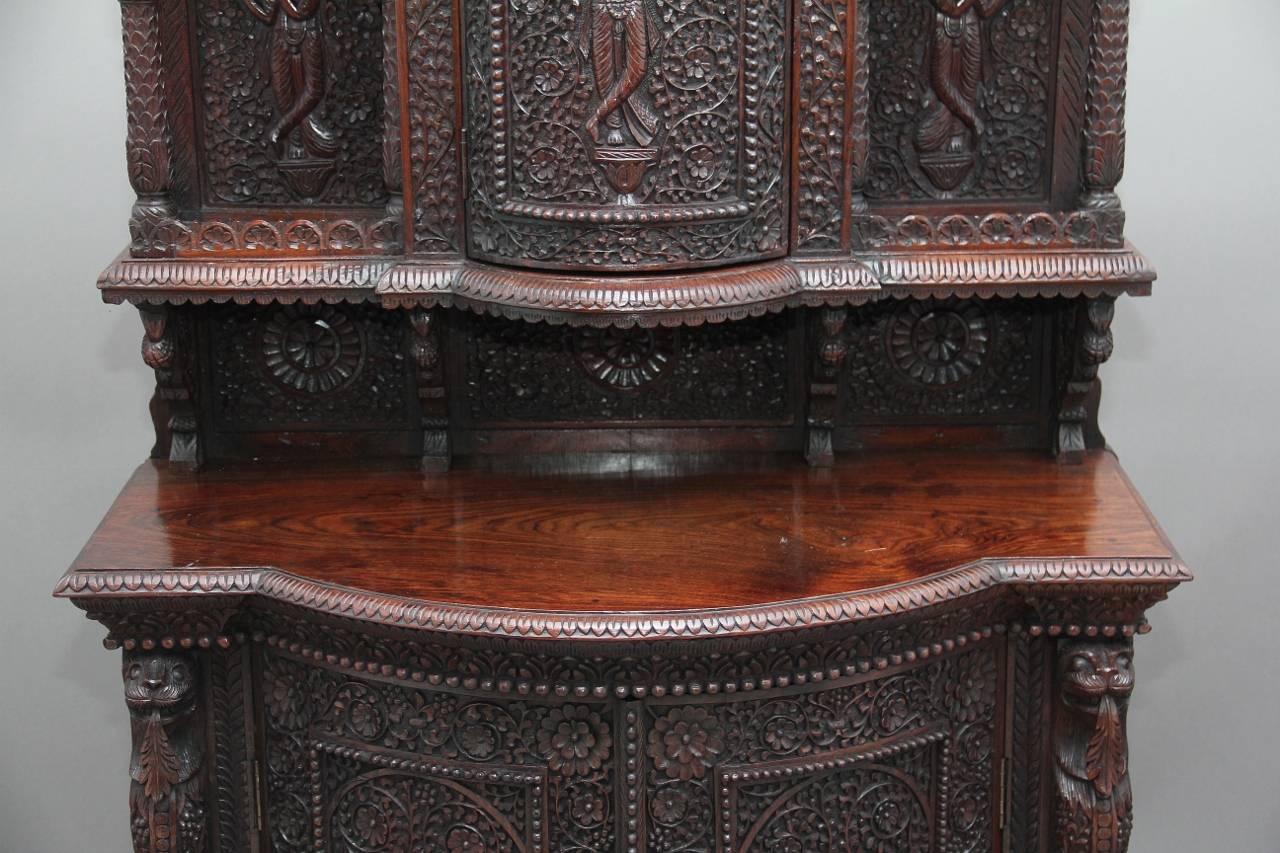 19th Century Anglo-Indian Rosewood Suite Cabinet Table Chairs 6