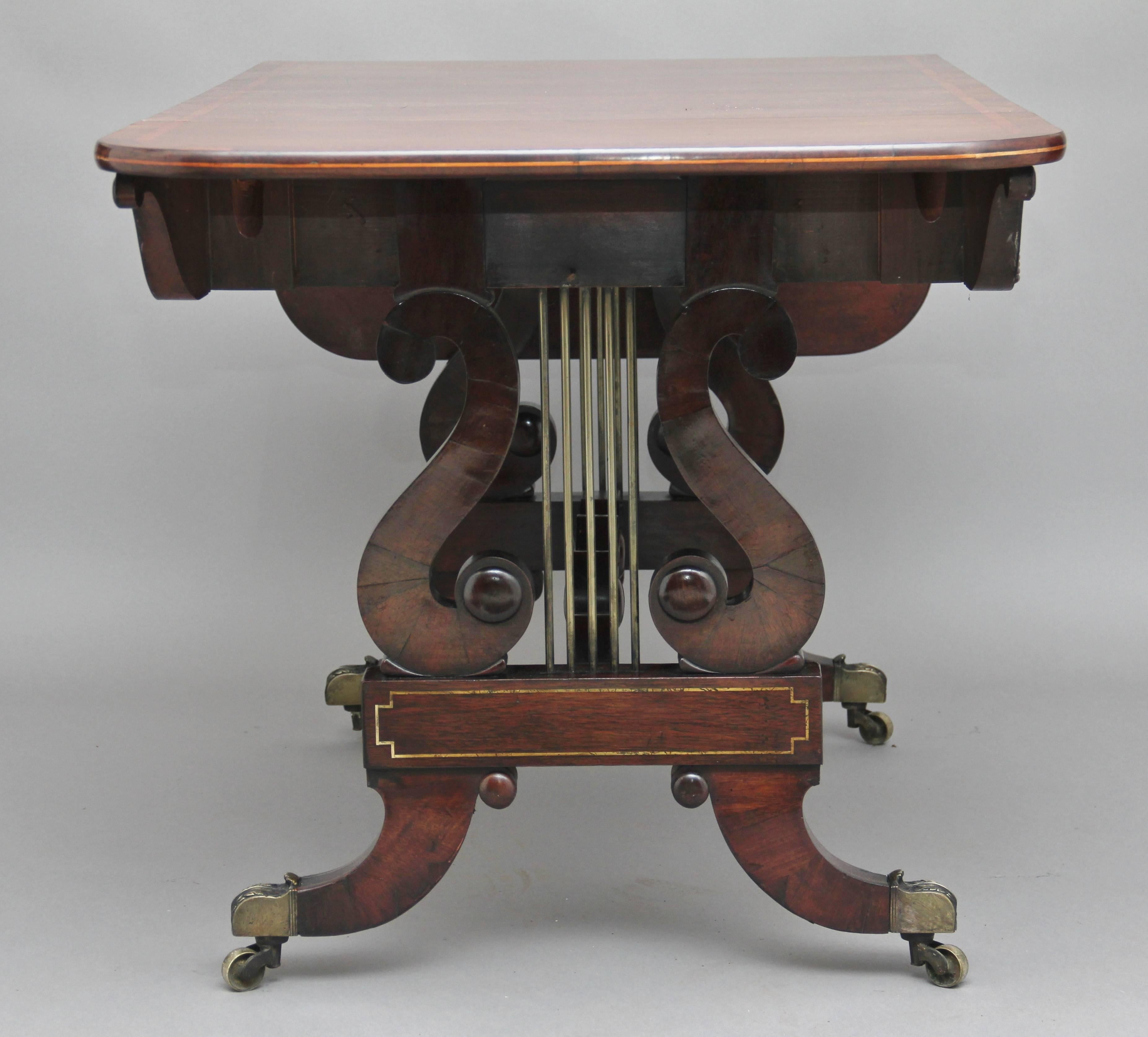 19th Century Regency Rosewood Brass Inlaid Sofa Table 4