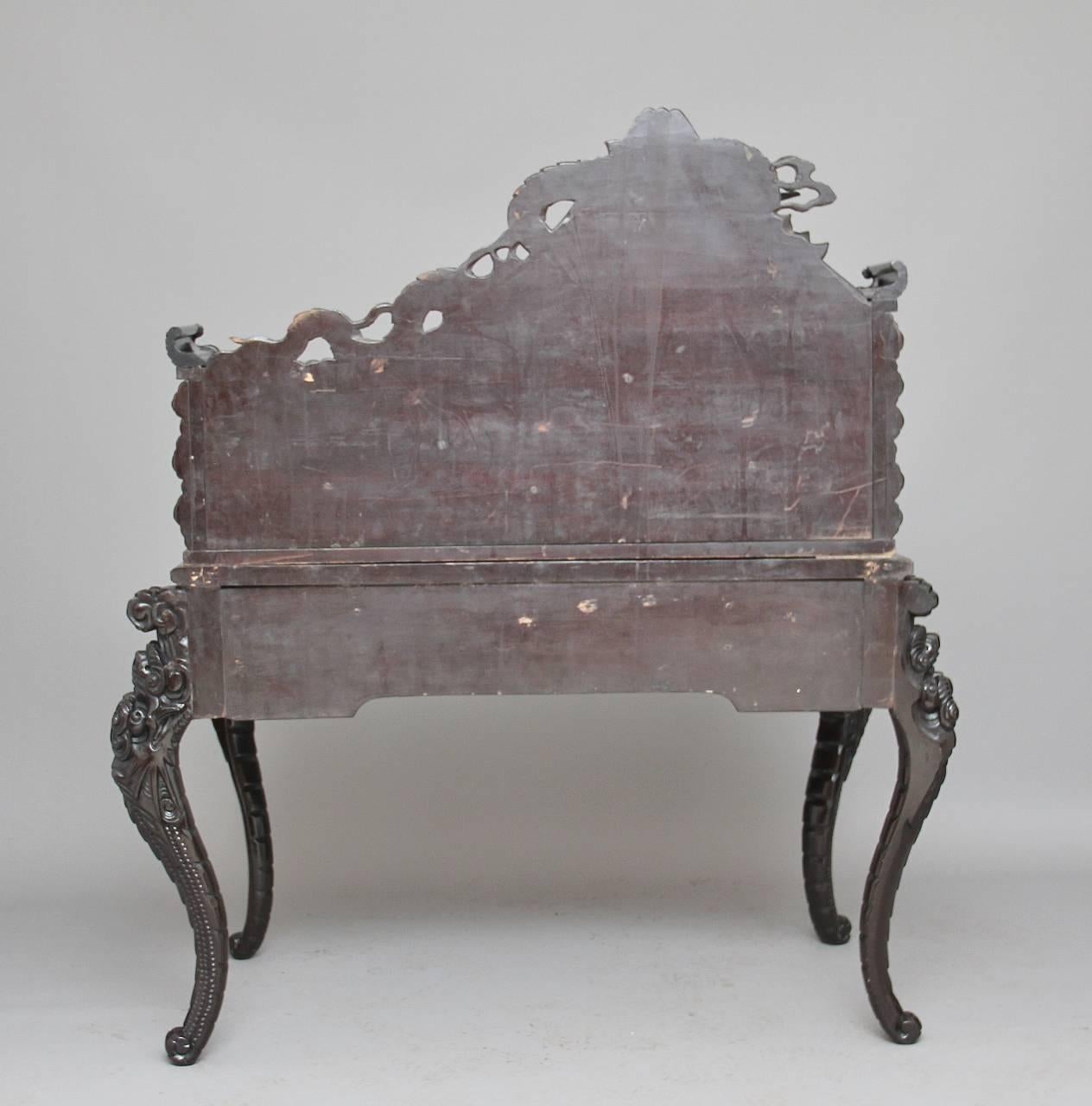 Early 20th Century Carved Chinese Hardwood Desk In Good Condition In Debenham, Suffolk