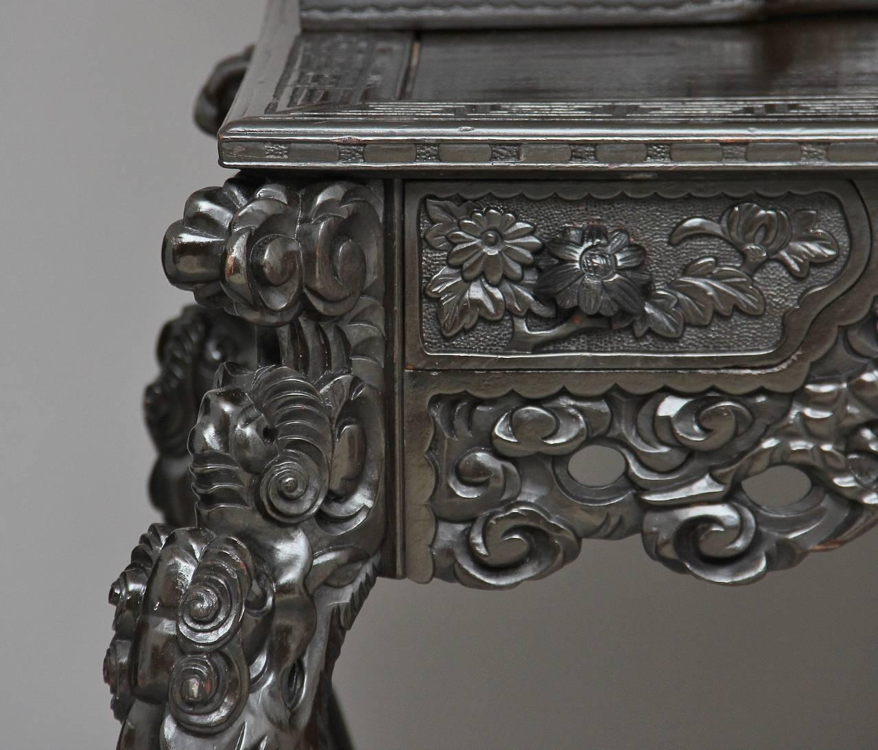 Early 20th Century Carved Chinese Hardwood Desk 4