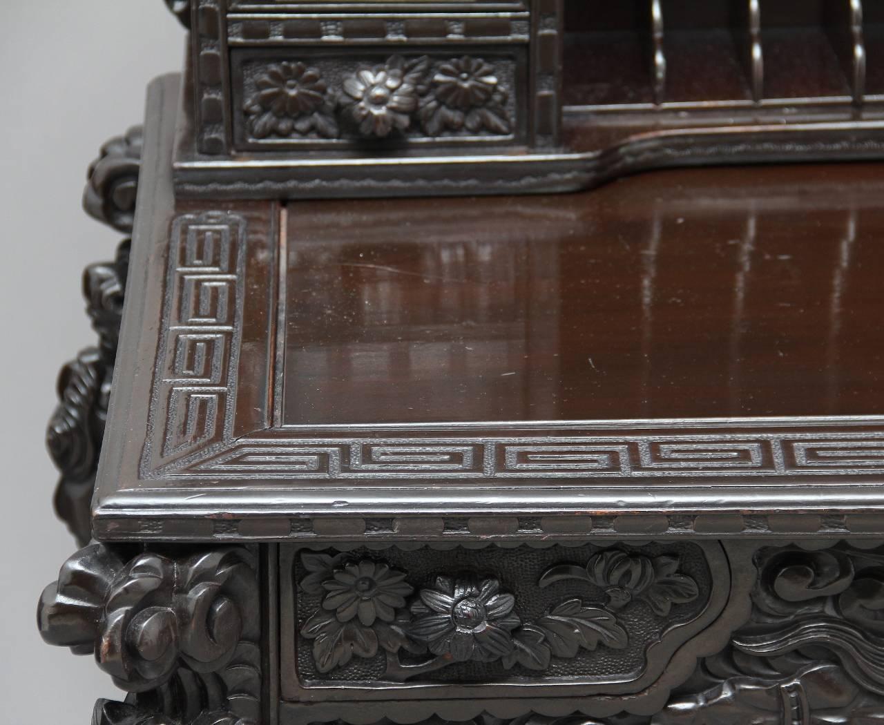 Early 20th Century Carved Chinese Hardwood Desk 6