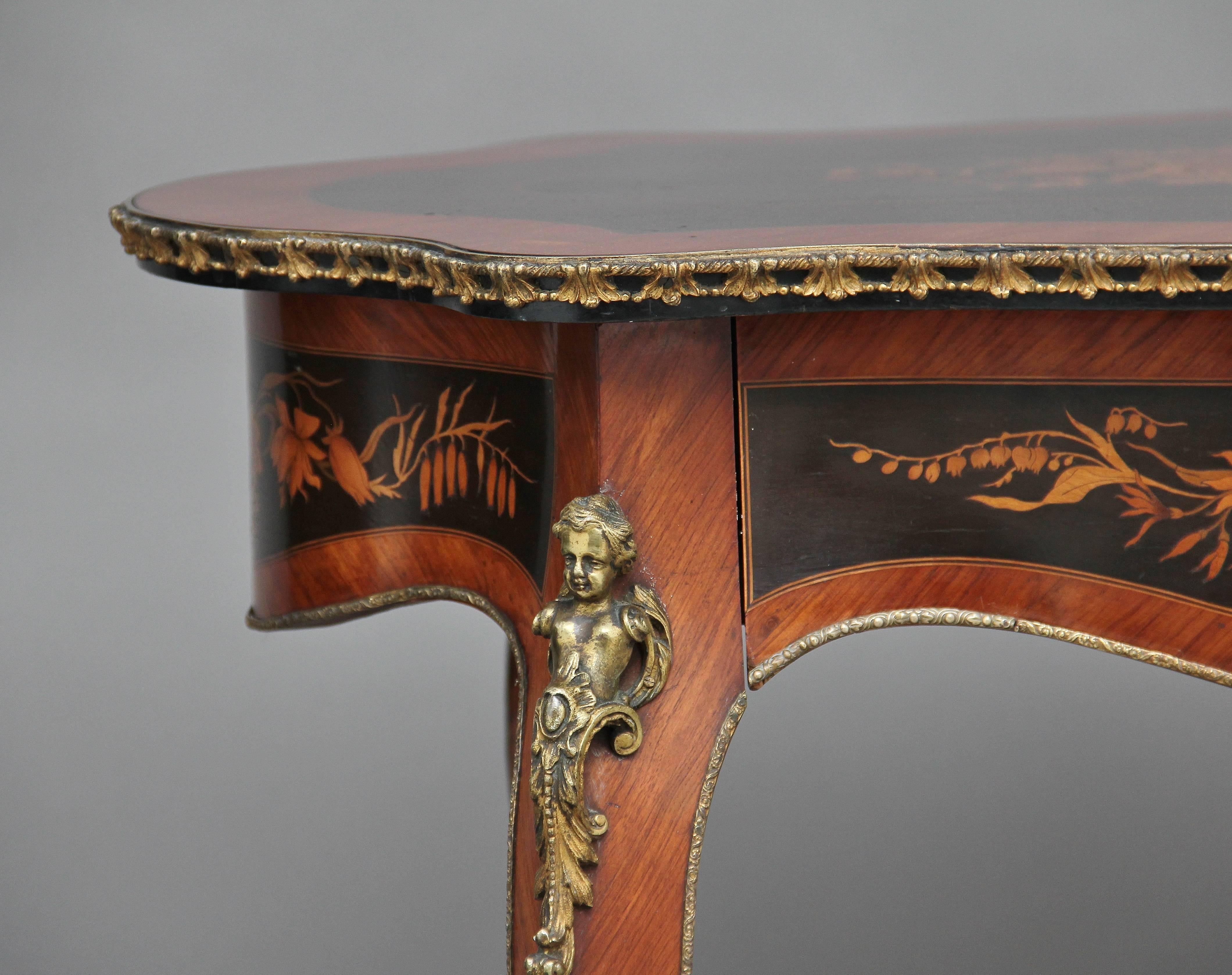19th Century French Inlaid Kingwood Ormolu Center Table 1