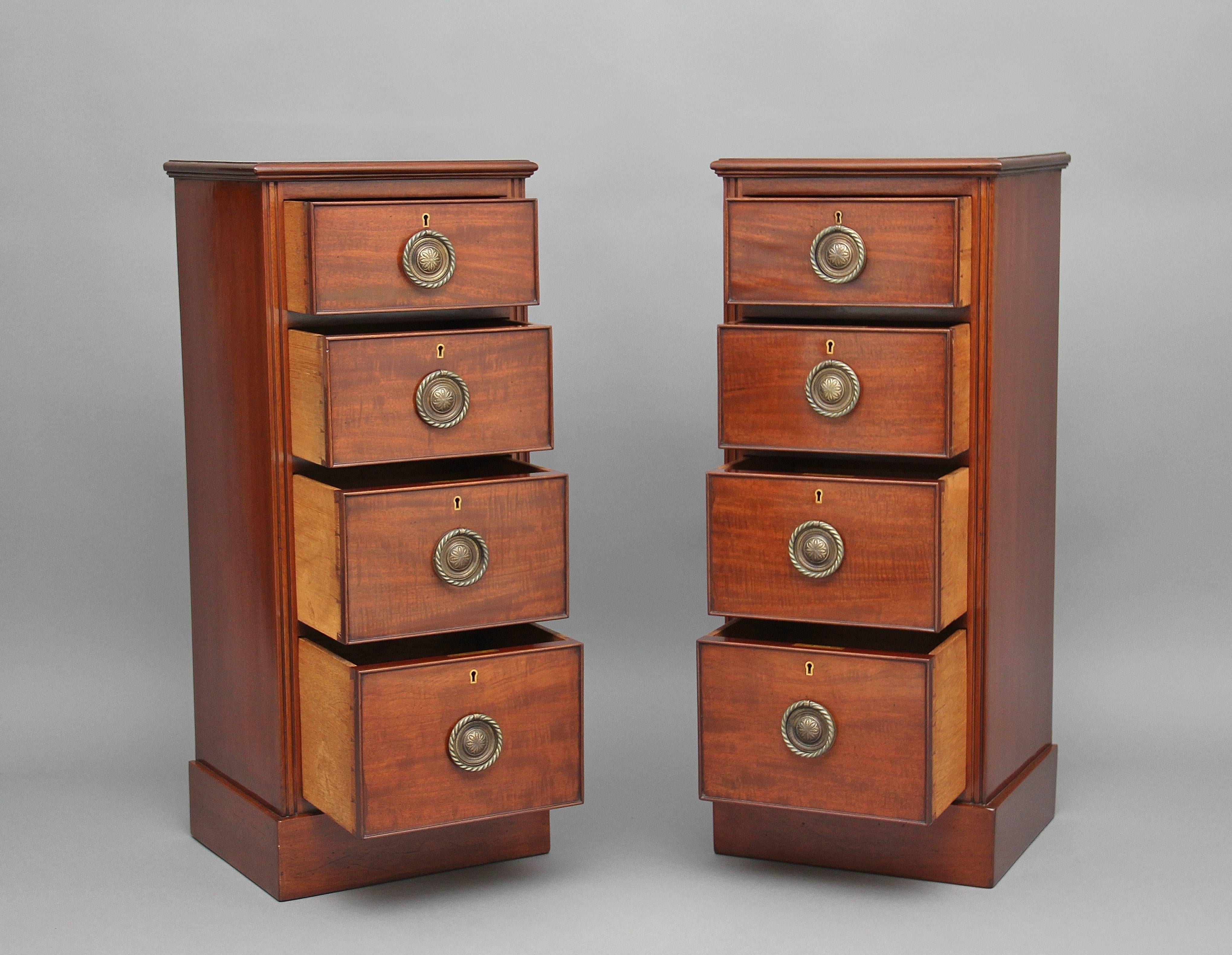 Edwardian Pair of Early 20th Century Mahogany Bedside Chests Cabinets