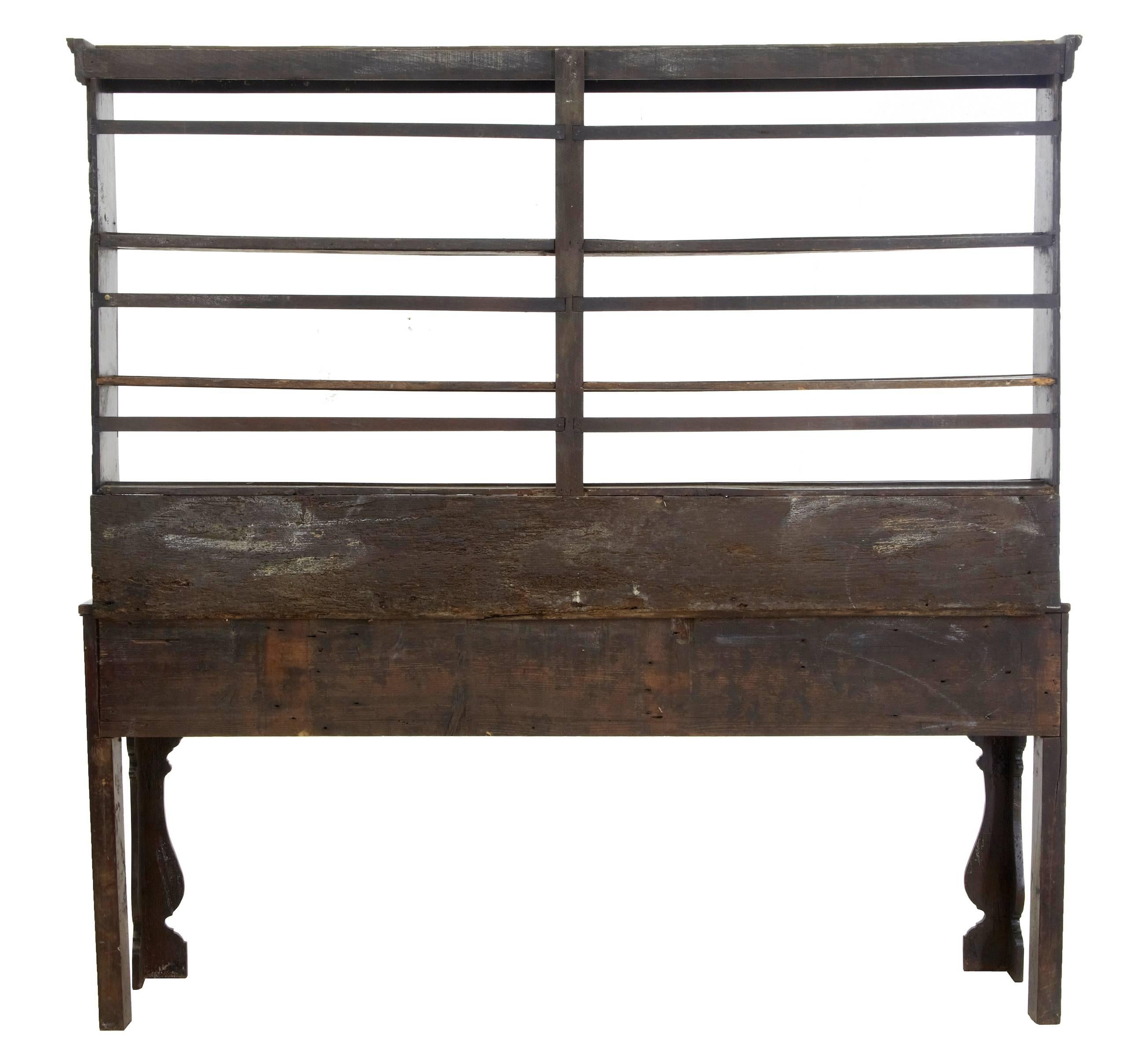 English 18th Century Oak Dresser and Rack