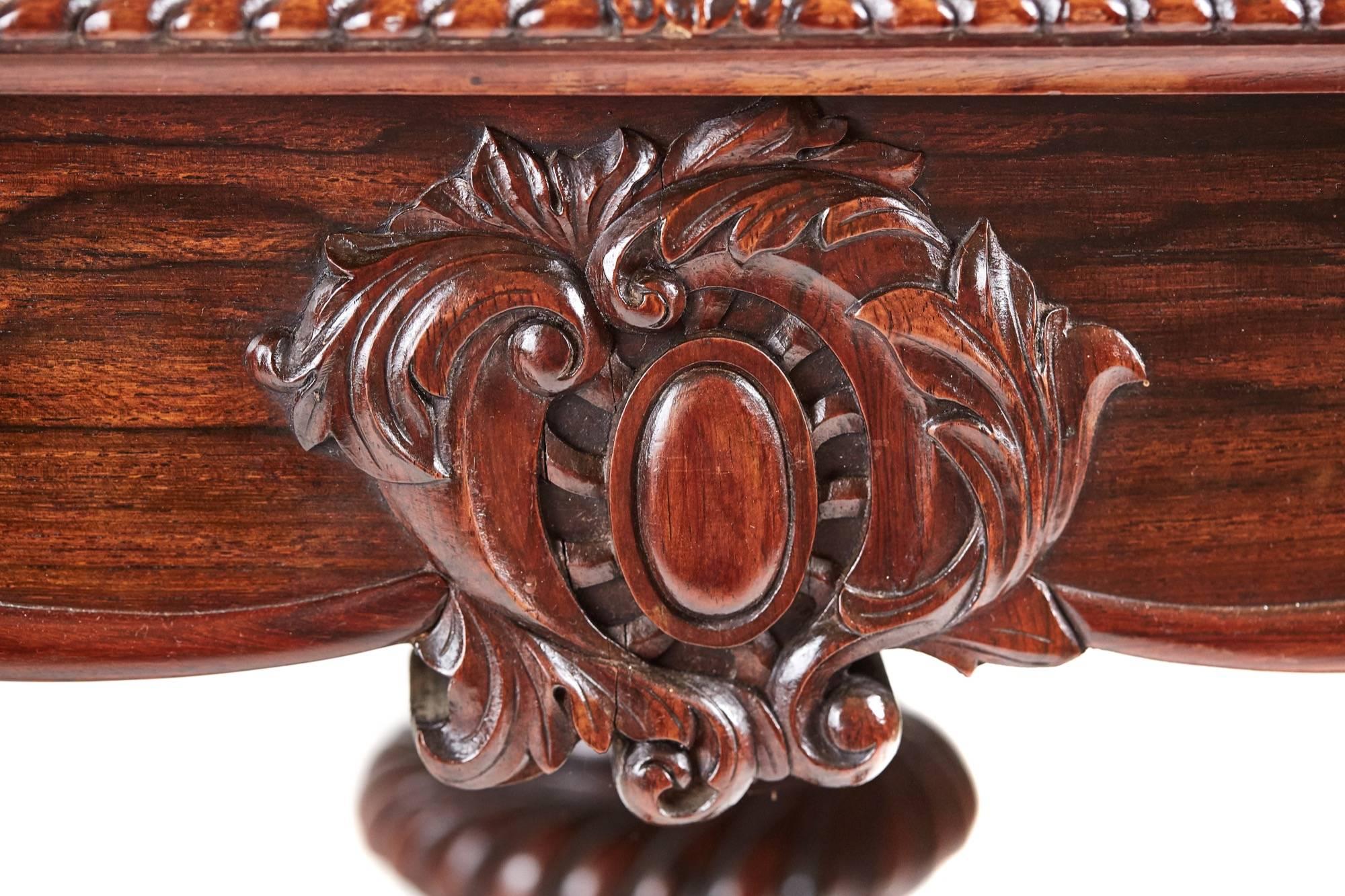European 19th Century Victorian Carved Rosewood Sofa Table