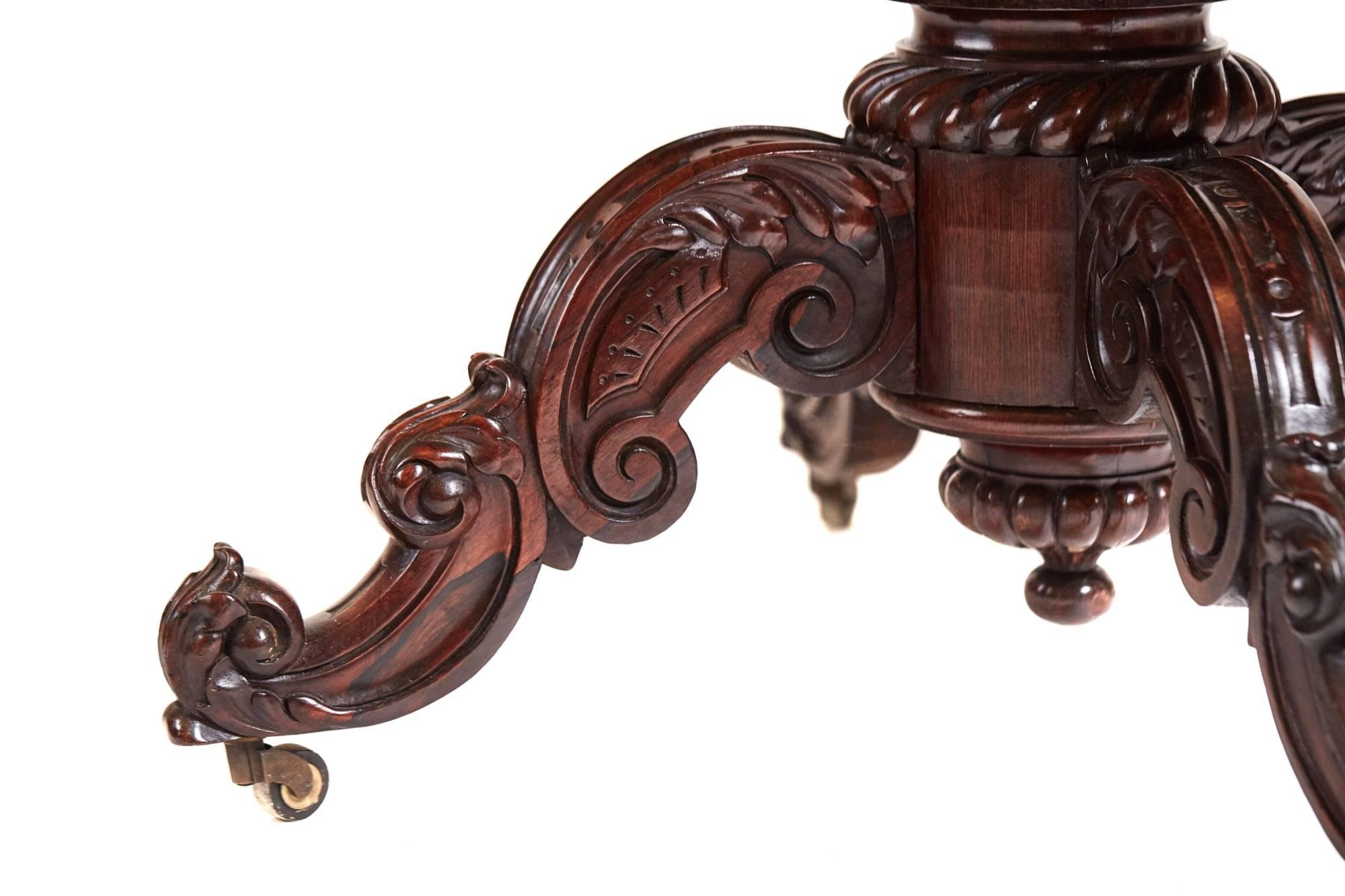19th Century Victorian Carved Rosewood Sofa Table 2