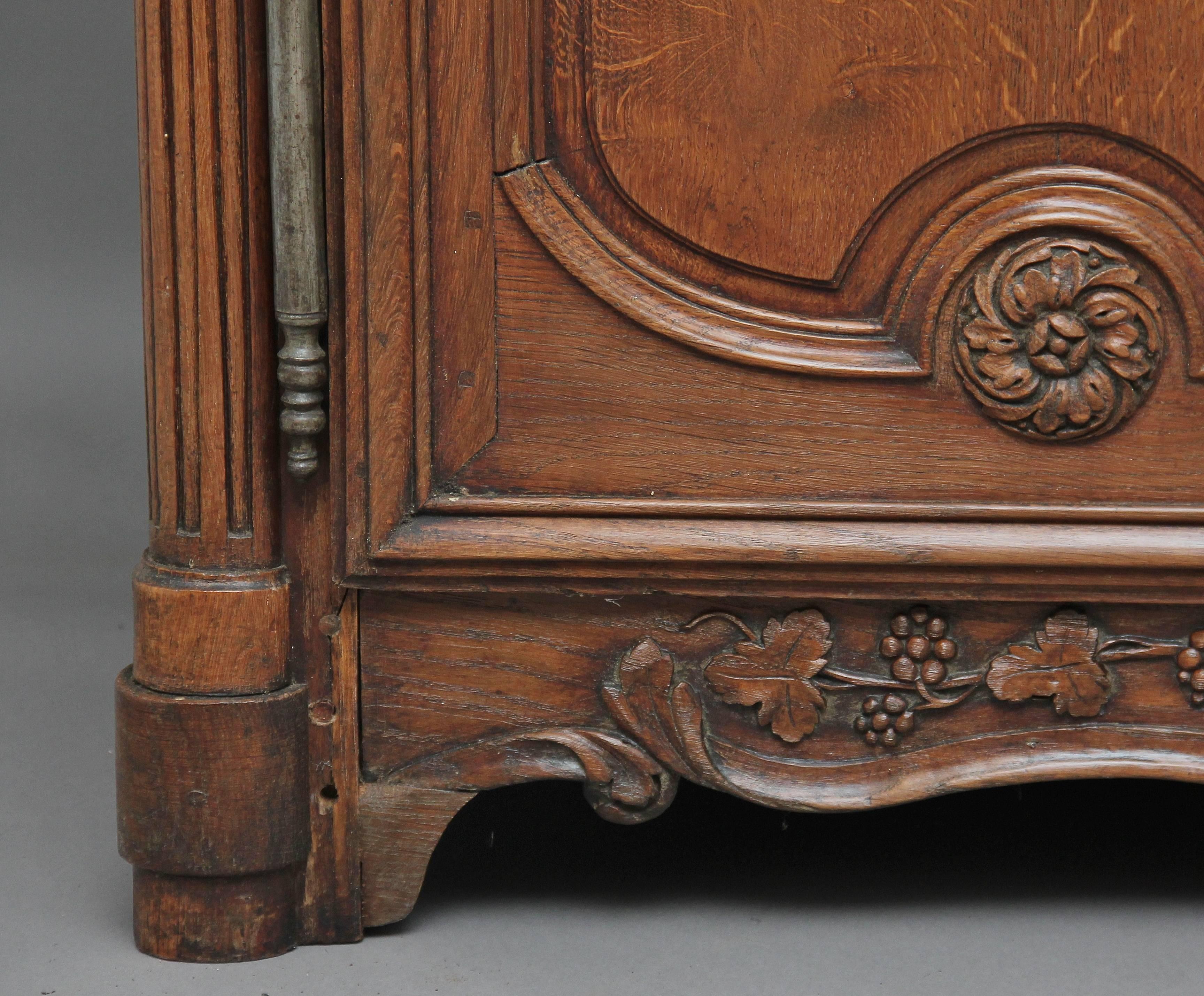 Early 19th Century French Carved Oak Marriage Armoire 6