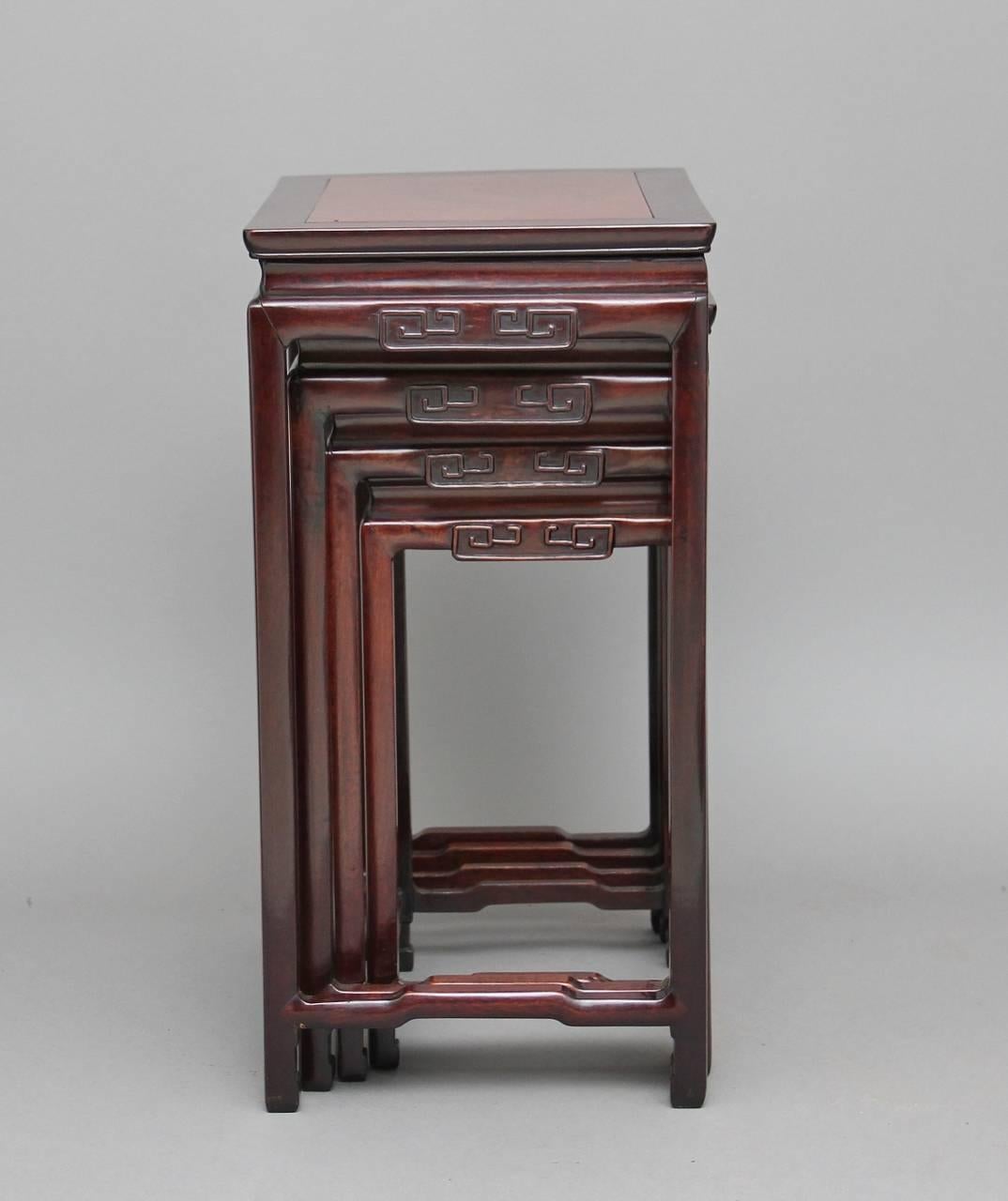 19th Century Chinese Rosewood Nest of Tables In Good Condition In Debenham, Suffolk