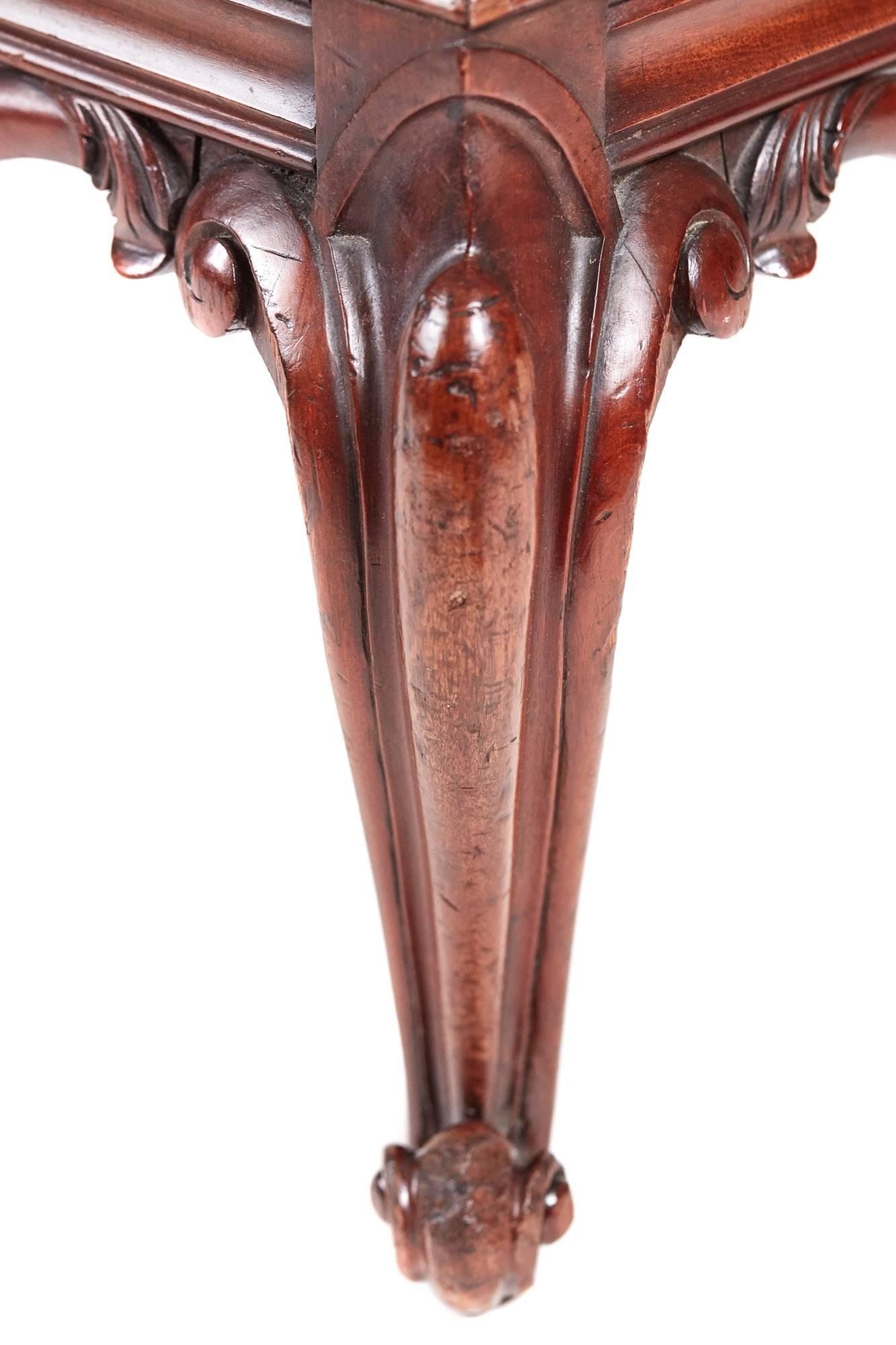 European 19th Century High Victorian Carved Mahogany Foot Stool