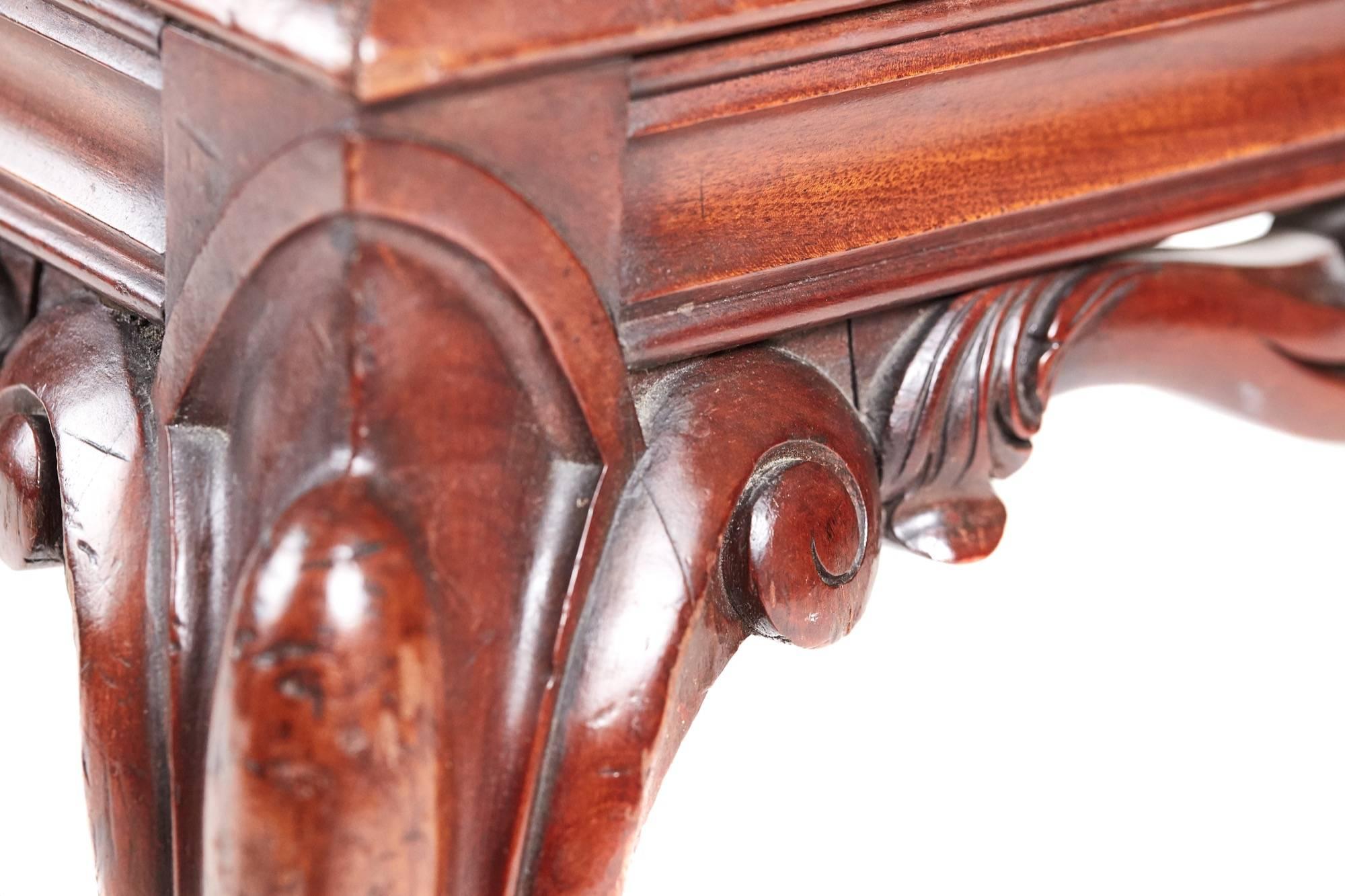 19th Century High Victorian Carved Mahogany Foot Stool 1