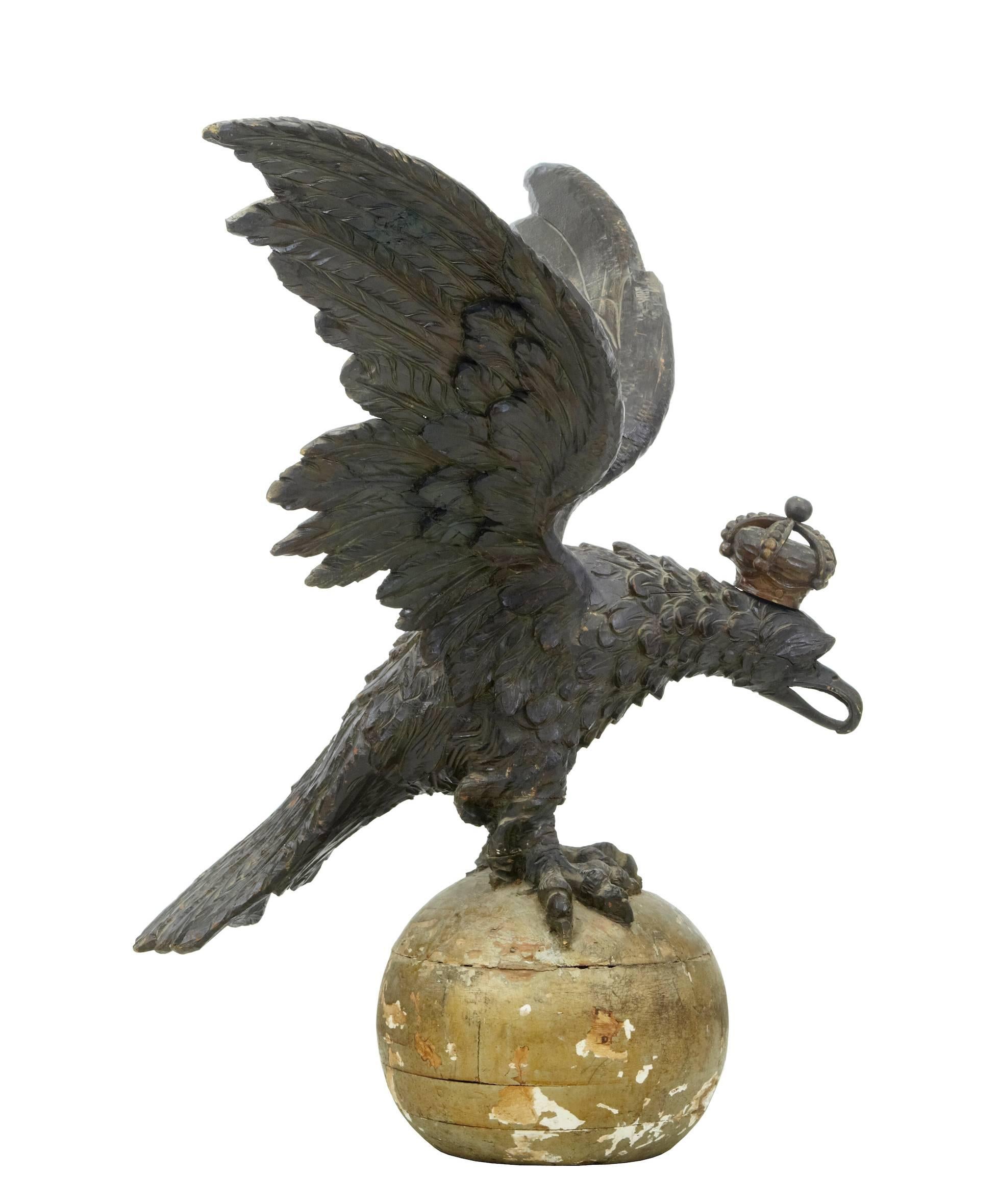 European Rare Early 19th Century Carved Hapsburg Decorative Eagle