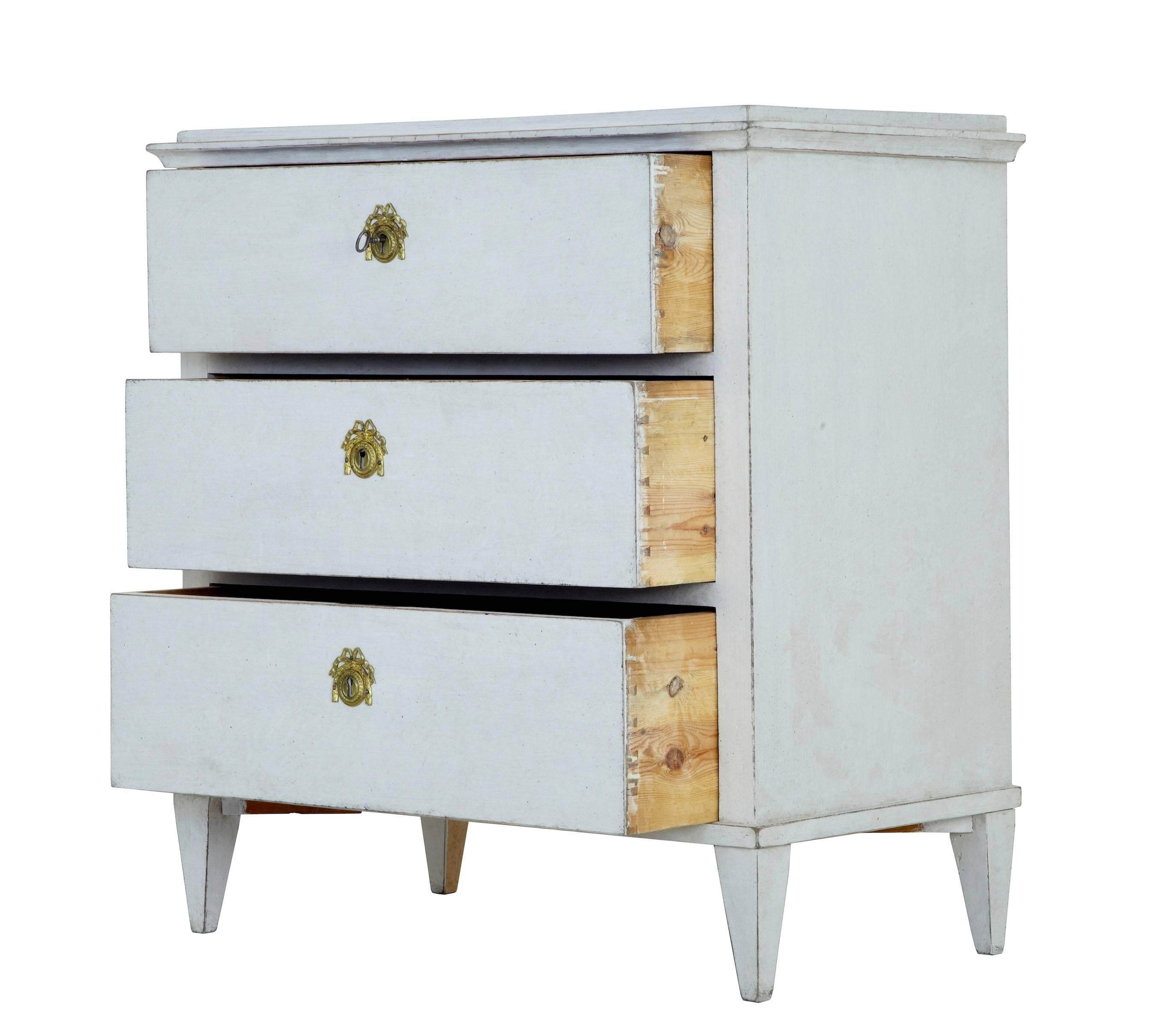 Gustavian Small 19th Century Swedish Painted Commode Chest of Drawers