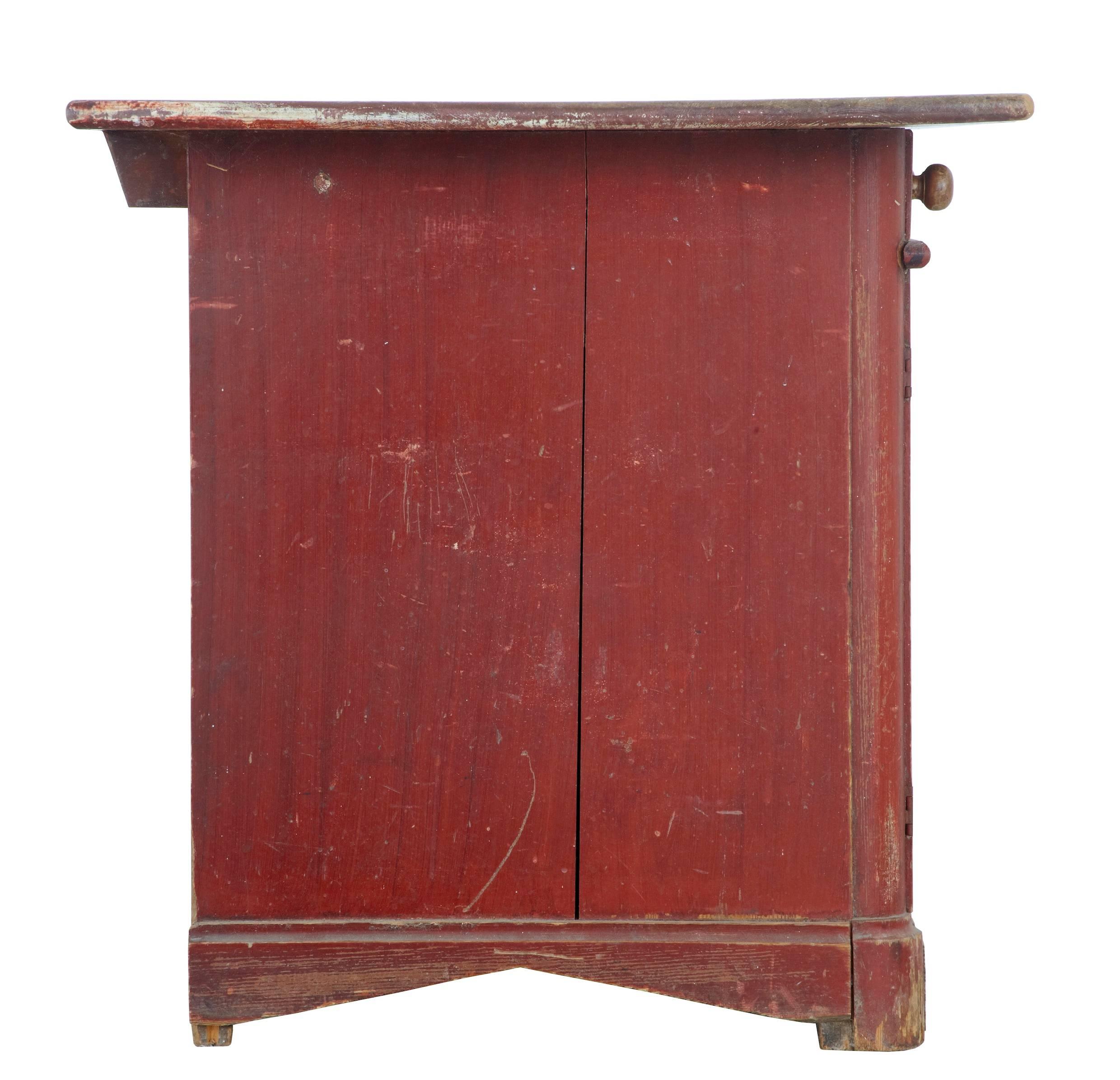 Original 19th Century Rustic Swedish Painted Pine Cupboard 2